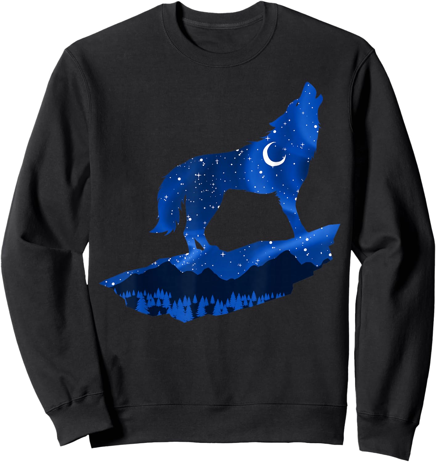 Wolf Starry Sky Moon Wolves Mountain Wildlife Pack Hunter Sweatshirt - Sweatshirt | Black