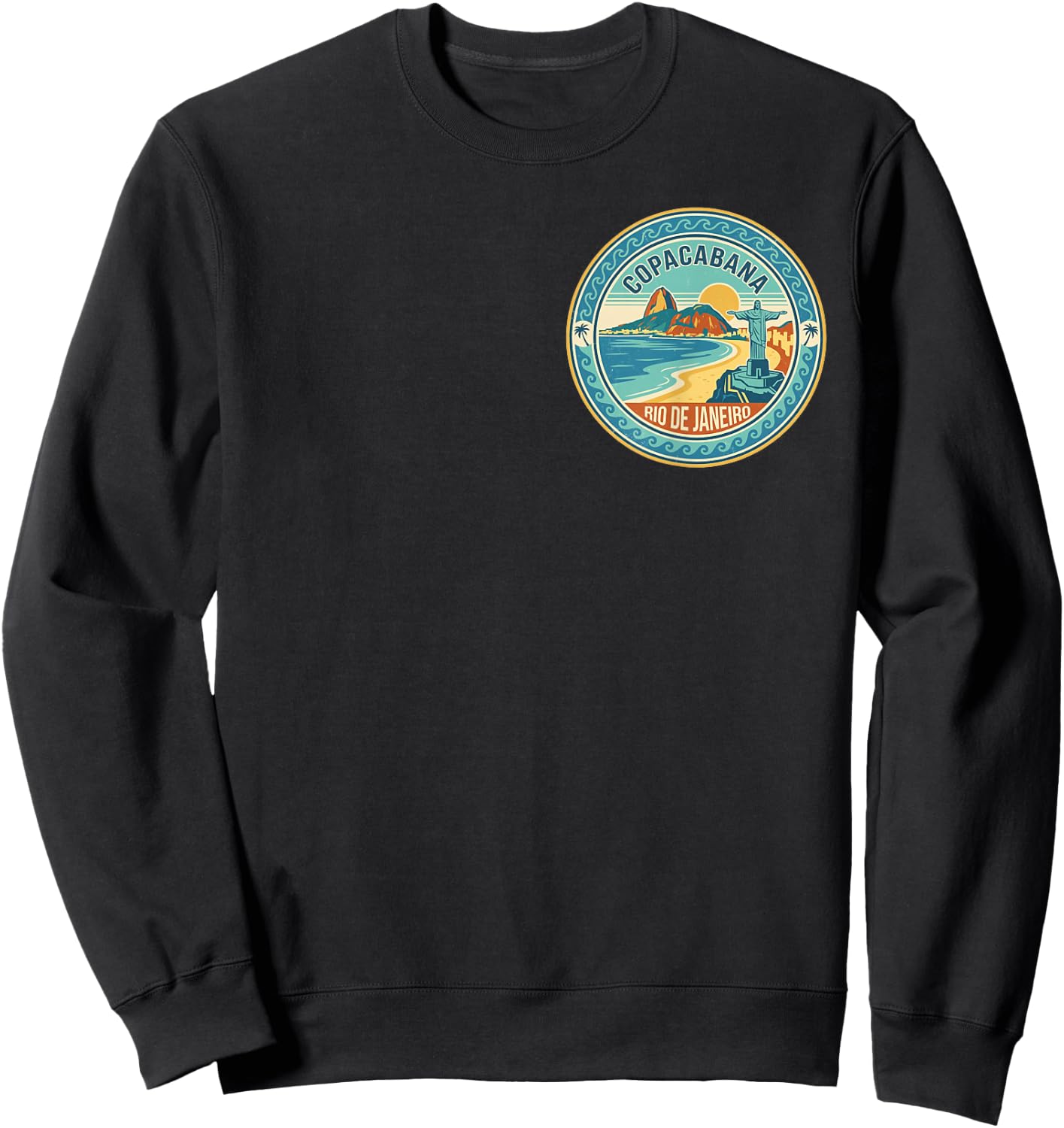 Copacabana Rio de Janeiro Brazil Retro Beach Sunset Vintage Sweatshirt - Sweatshirt | Black