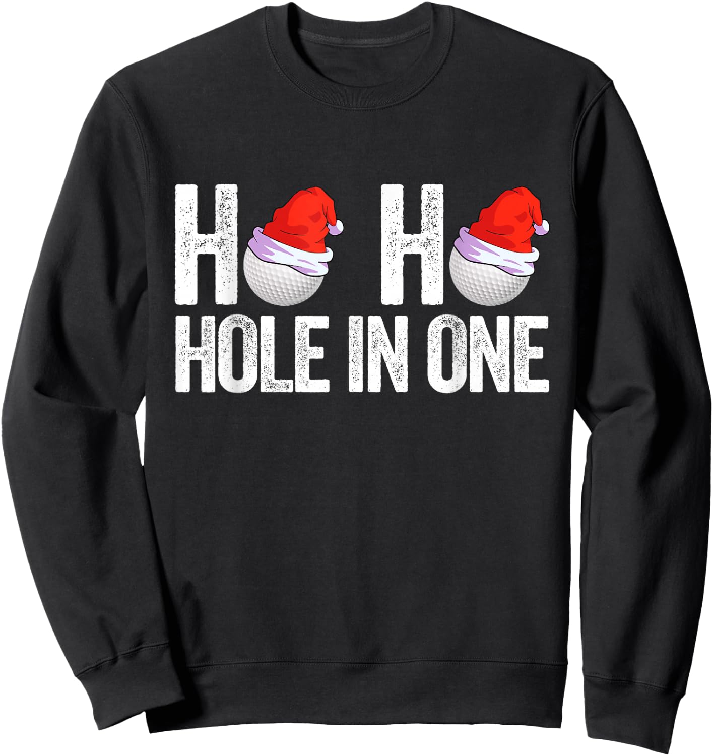 Golf Ball Christmas Golfing Santa Hat Golf Gift Golfer Sweatshirt - Sweatshirt | Black