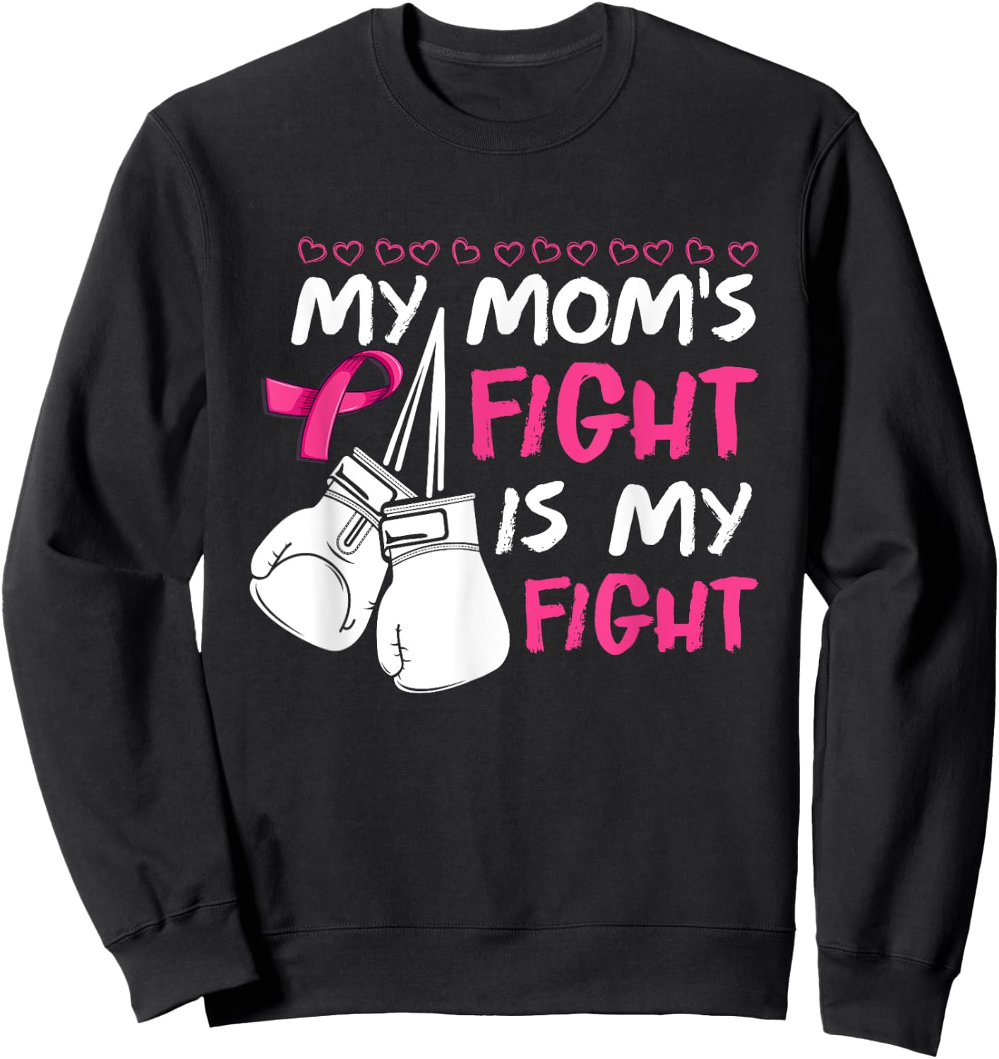 My Moms Fight Is My Fight Breast Cancer Awareness Sweatshirt - Sweatshirt | Black