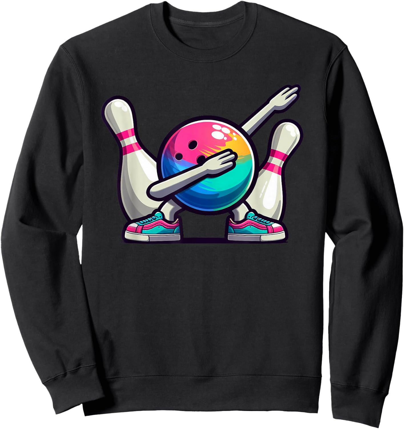 Bowling Dab Bowler Bowling Ball Player Pin Kids Boys Men Sweatshirt - Sweatshirt | Black