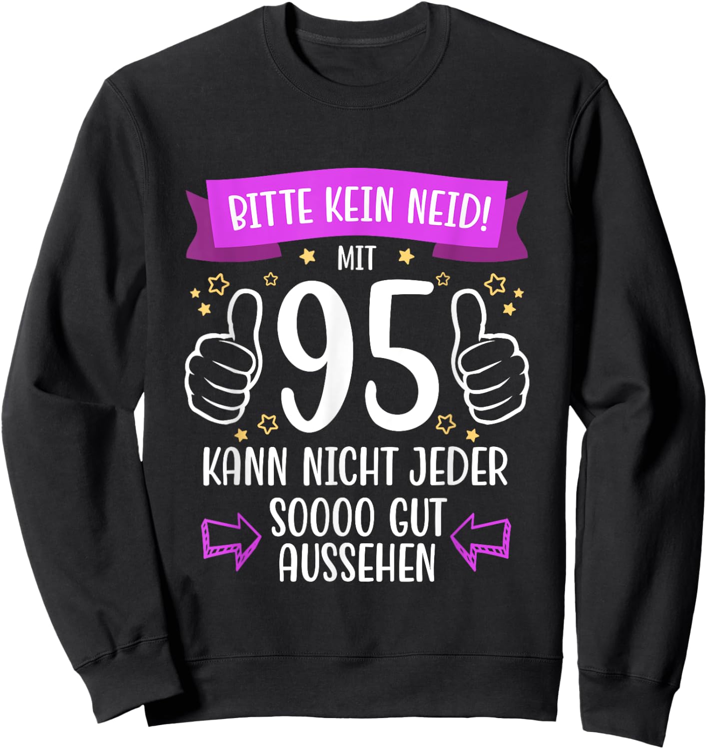 Decorative 95th Birthday Woman Man Gift Box Funny 95 Years , black, s Sweatshirt - Sweatshirt | Black