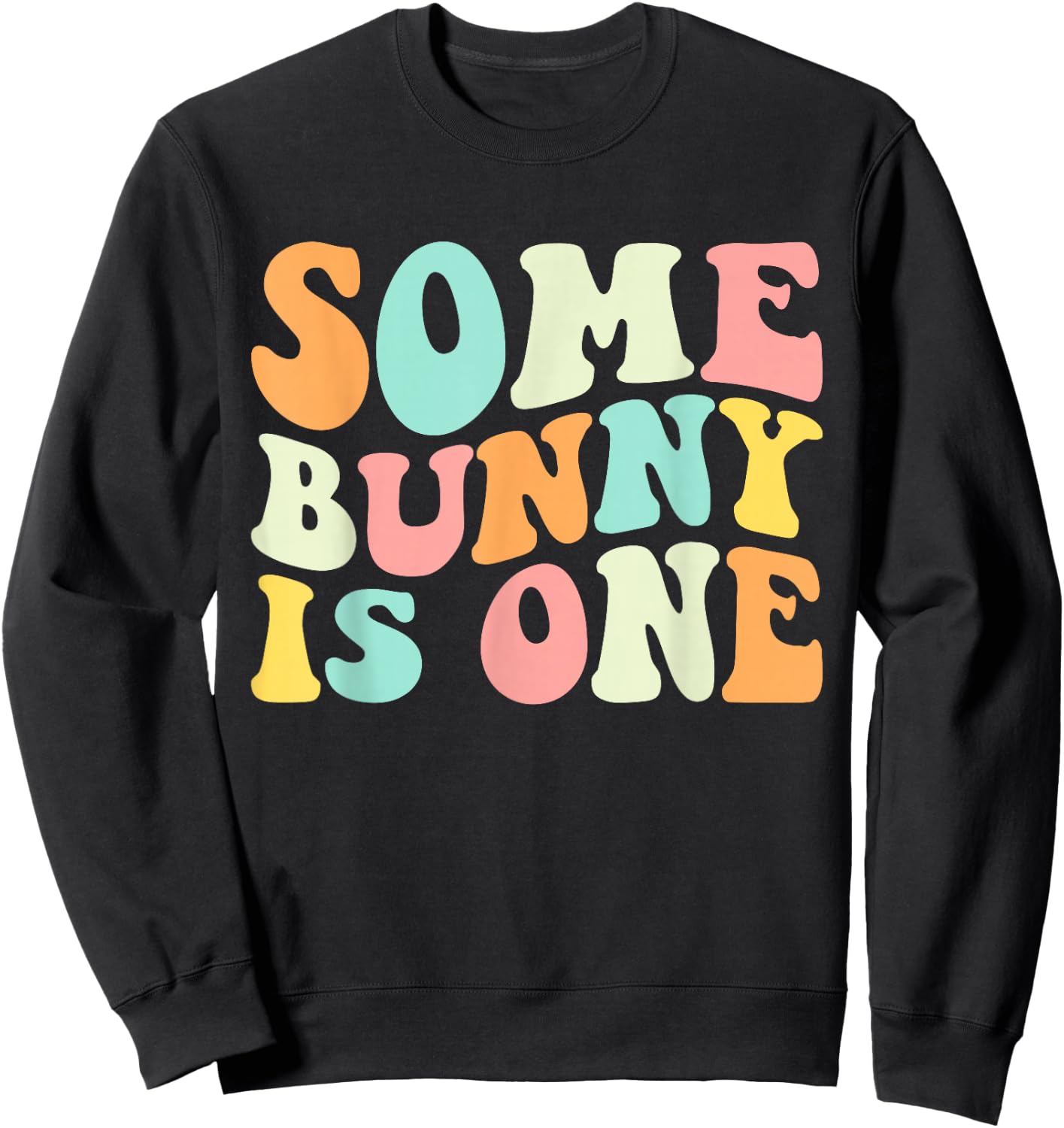 Some Bunny Is One Funny Easter 1st First Birthday 1 Year Old Sweatshirt - Sweatshirt | Black
