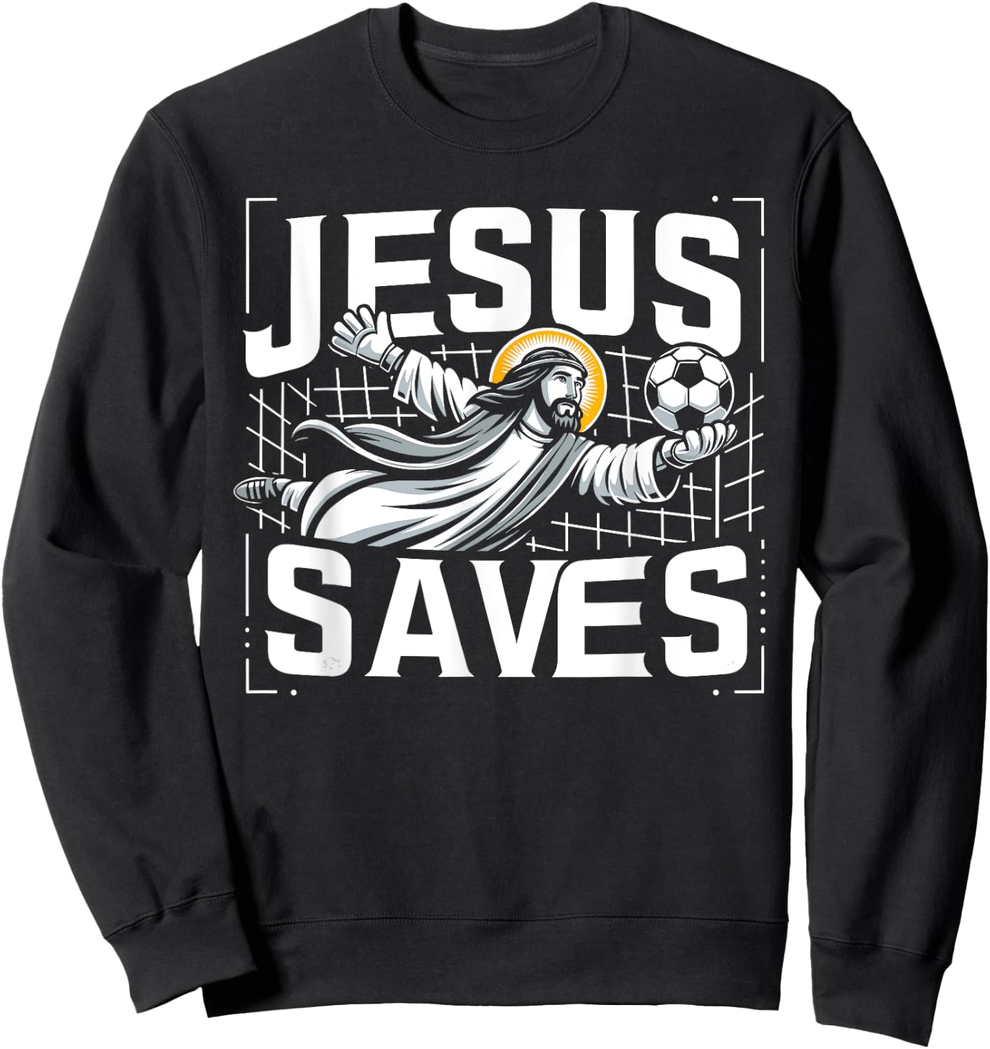 Vintage Jesus Saves Soccer Goalie Sweatshirt - Sweatshirt | Black