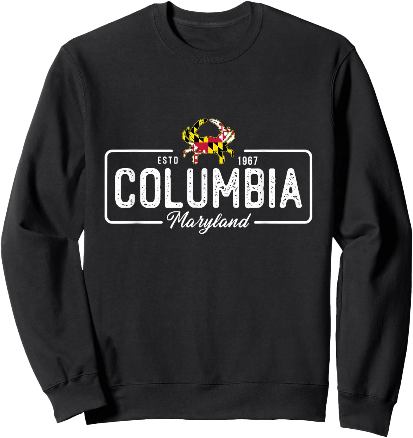Blue Crab With Maryland Flag Columbia MD Maryland Souvenir Sweatshirt - Sweatshirt | Black