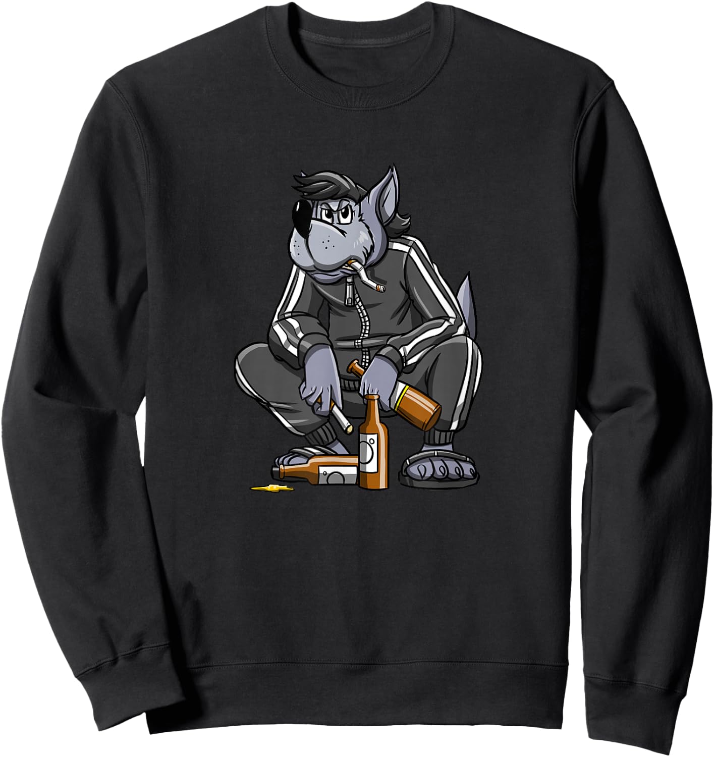 Russischer Gopnik Russenhocke Nu Pogodi Wolf Russian Sweatshirt - Sweatshirt | Black