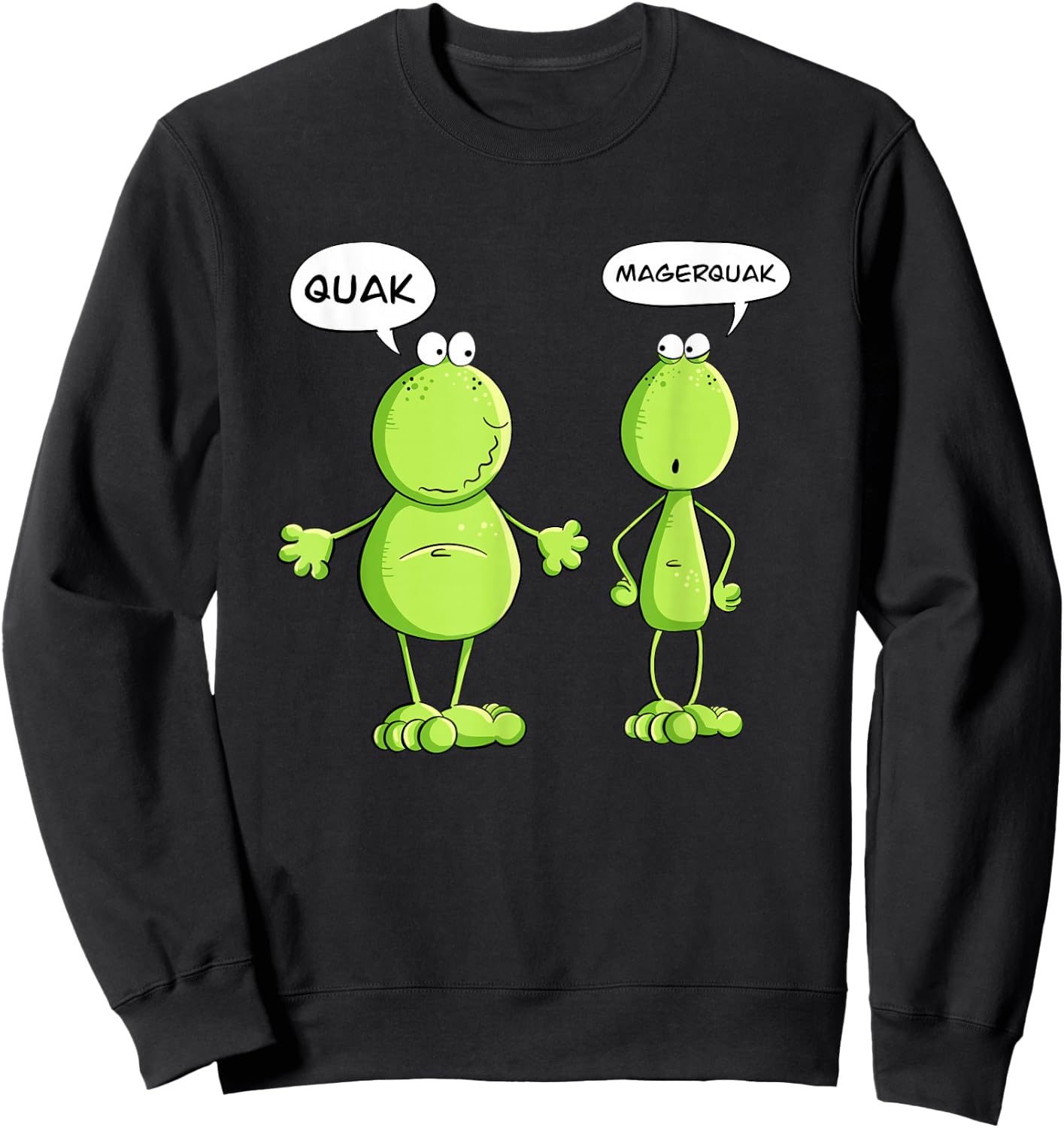 Quak and Magerquak Frog I Statement Word Game I Fun , black Sweatshirt - Sweatshirt | Black