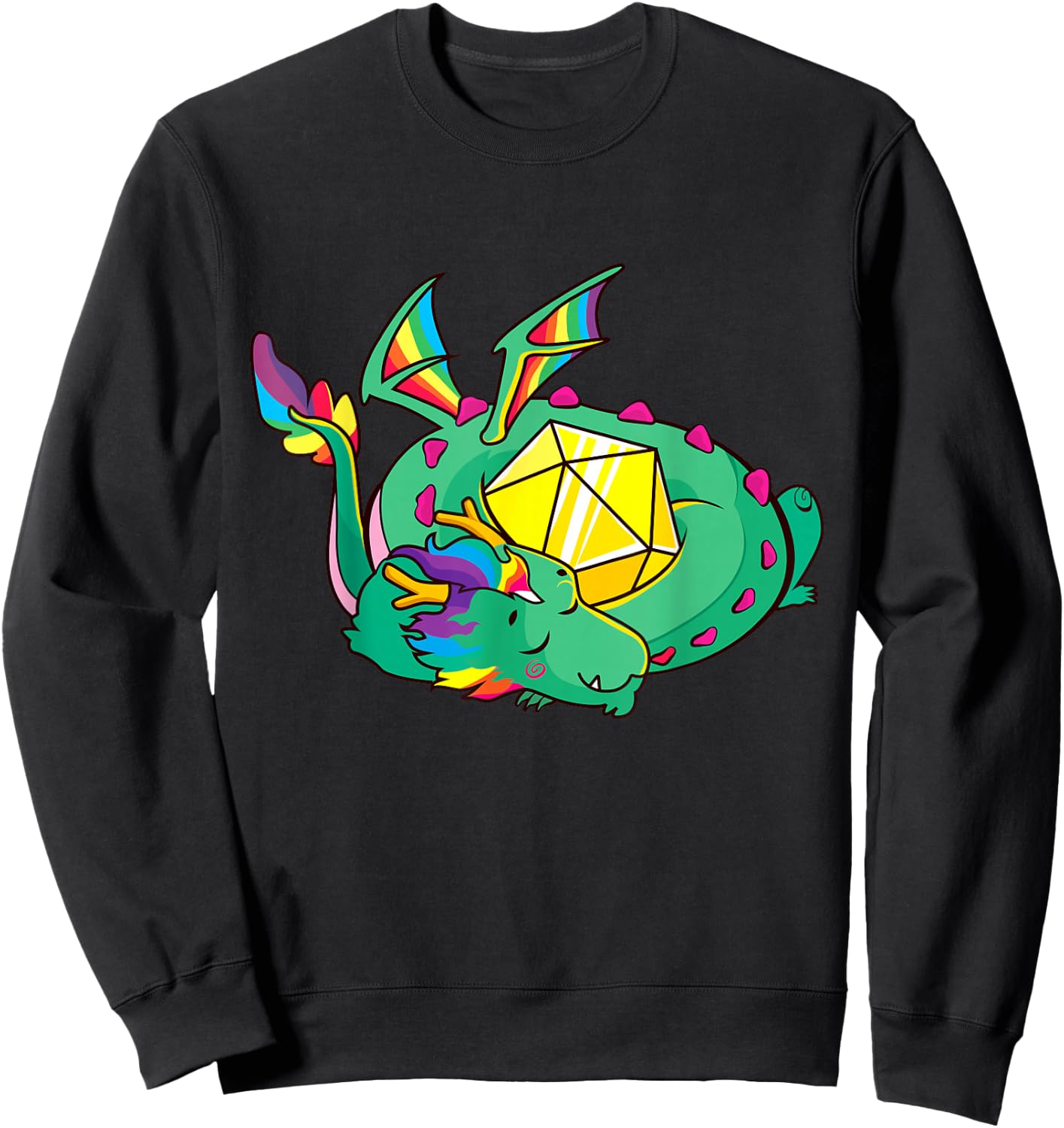 Kawaii Dragon D20 Dice Rolepaying Games TTRPG Boys Kids Men Sweatshirt - Sweatshirt | Black