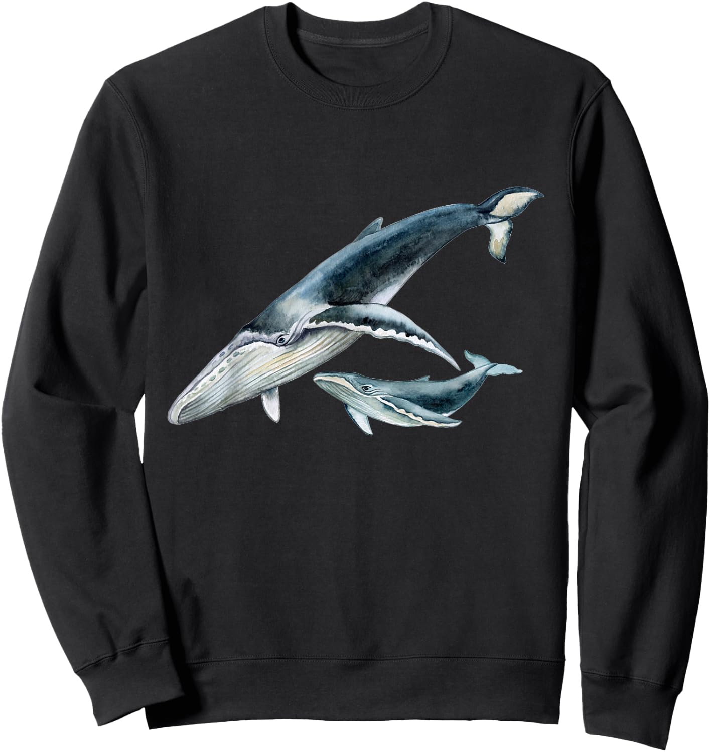 #snirt Blauwal mit Kalb Wal Buckelwal Baby Wal Sweatshirt - Sweatshirt | Black