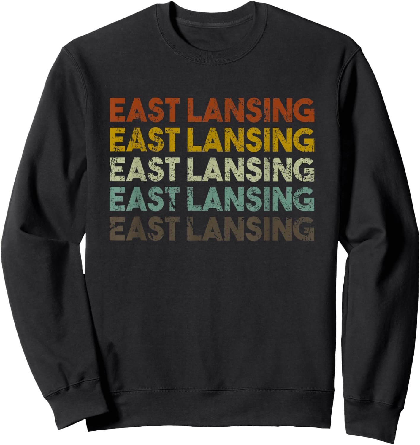 Retro East Lansing Michigan Vintage Sweatshirt - Sweatshirt | Black