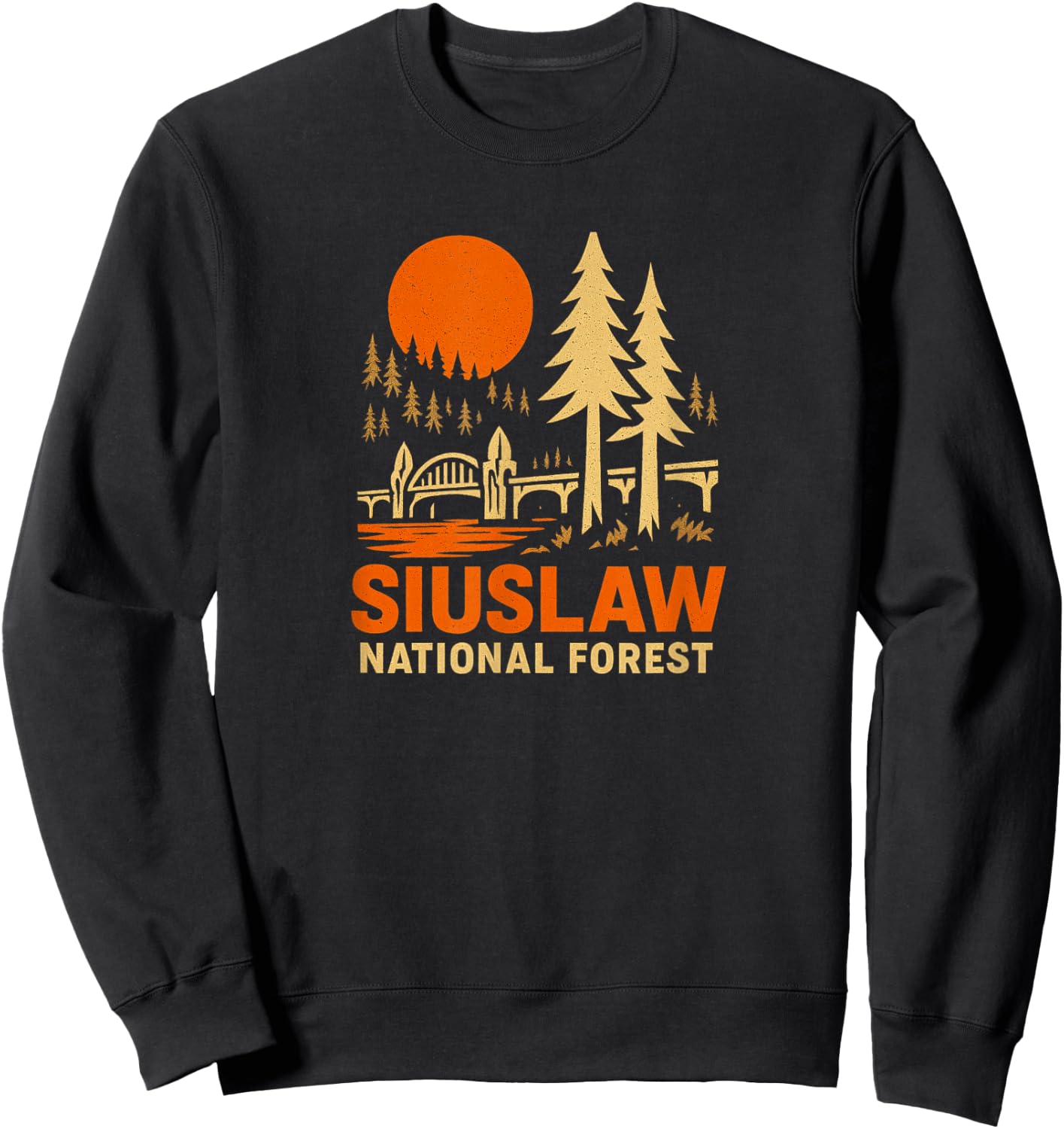 Siuslaw National Forest Vintage Style Design Sweatshirt - Sweatshirt | Black
