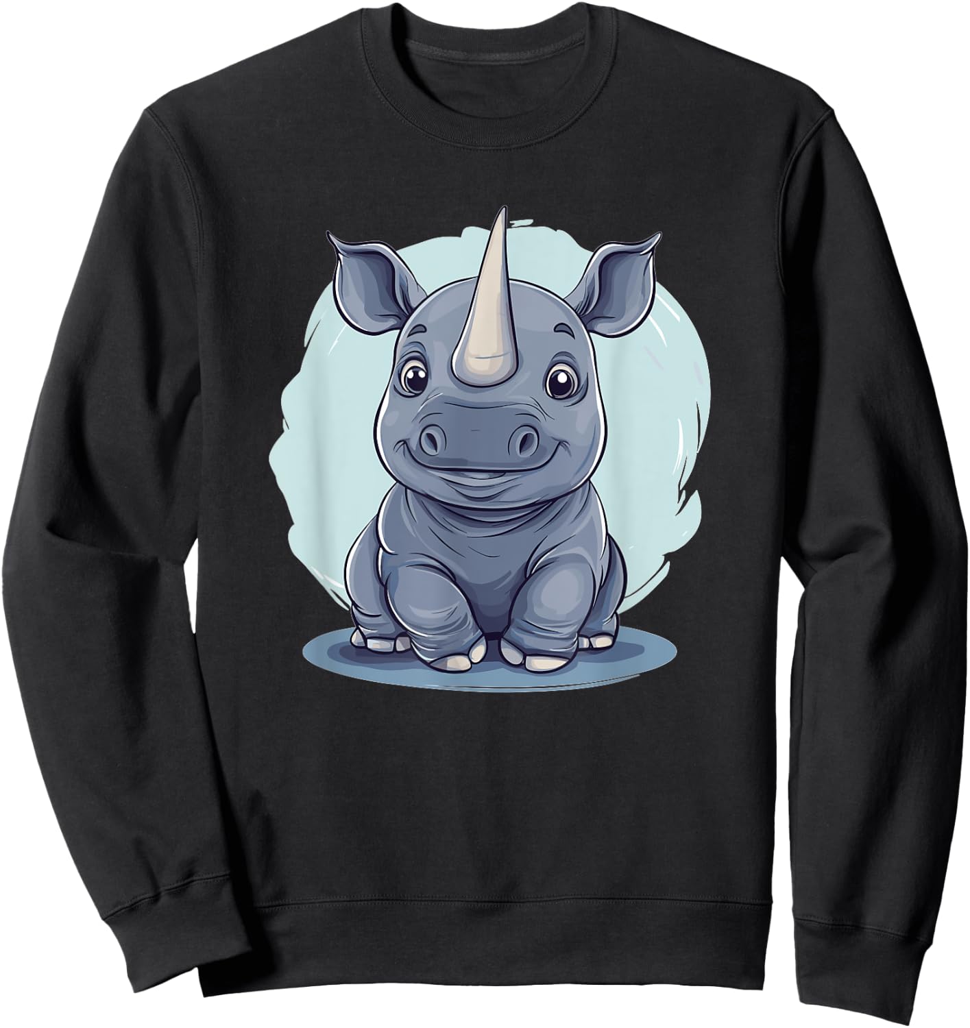 Cute Baby Rhino Illustration Sweatshirt - Sweatshirt | Black