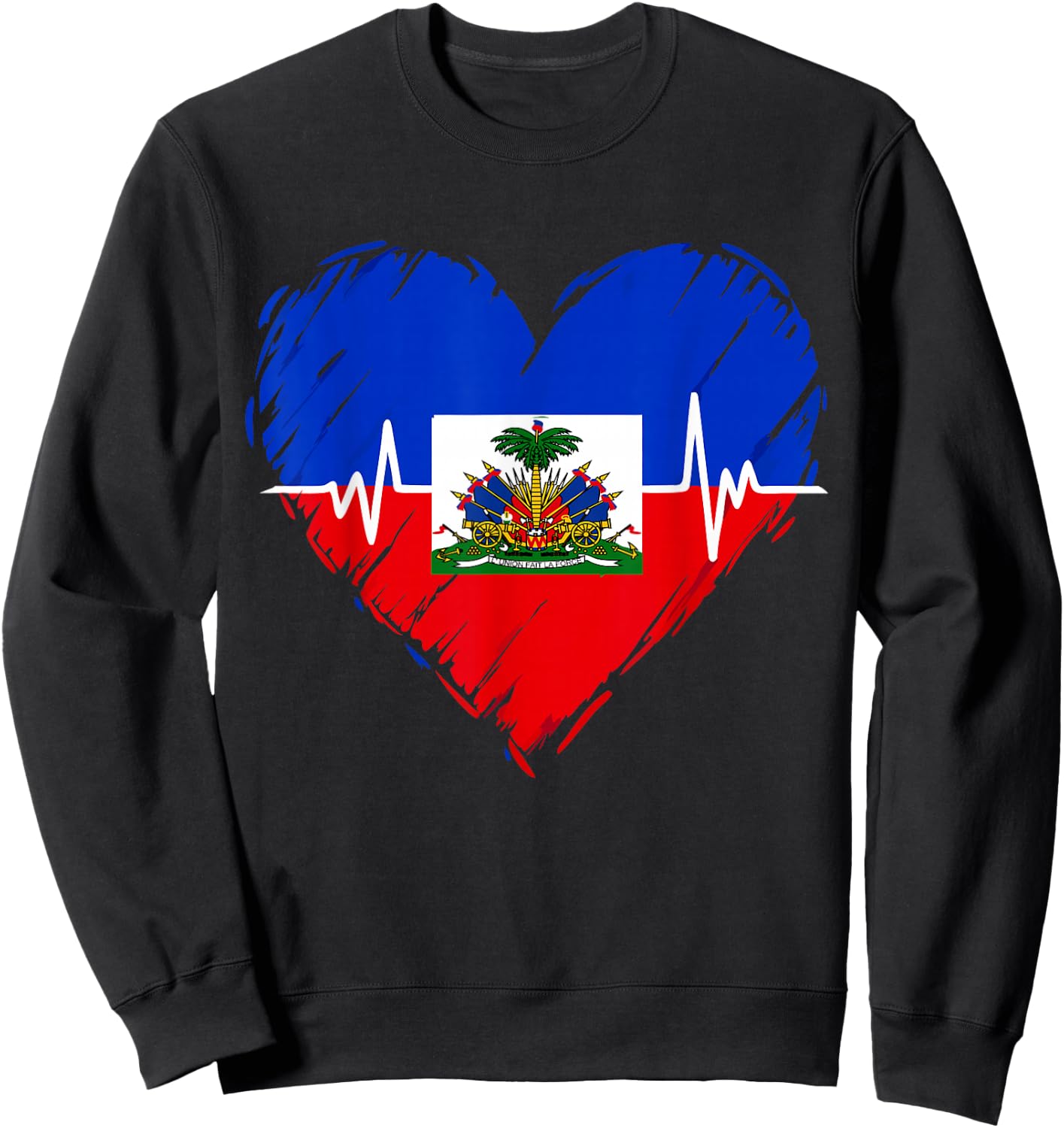Haitian Flag Day Love Haiti Heart Haitian Roots Haiti Flag Sweatshirt - Sweatshirt | Black
