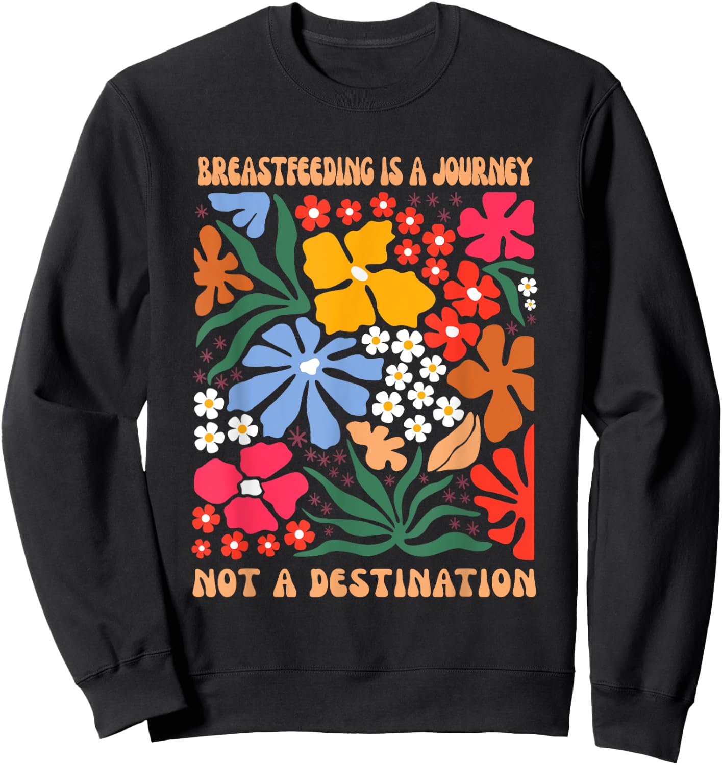 Lactivist IBCLC Breastfeeding Consultant Women's Floral Boho Black , Small, Short Sleeve Sweatshirt - Sweatshirt | Black