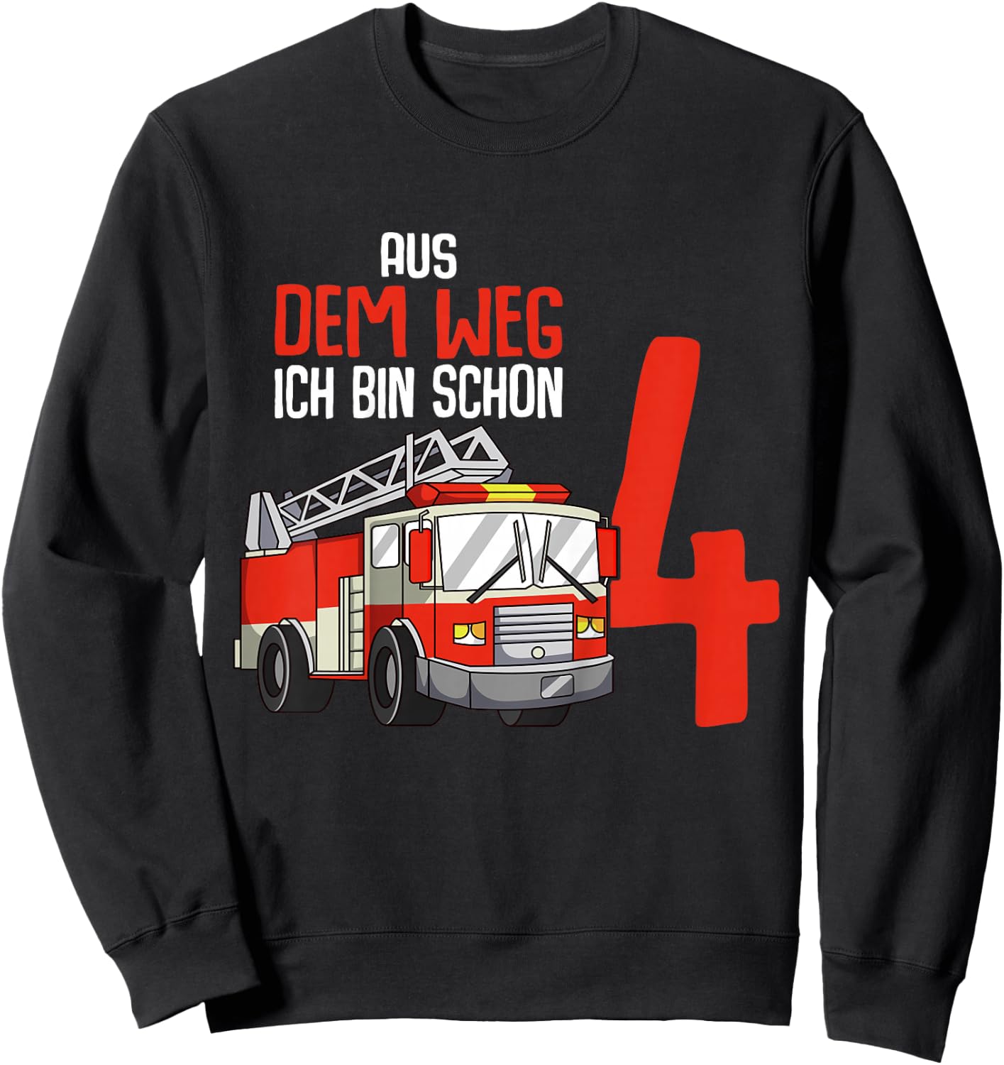 4. Geburtstag Feuerwehr 4 Jahre Kinder Junge Sweatshirt - Sweatshirt | Black