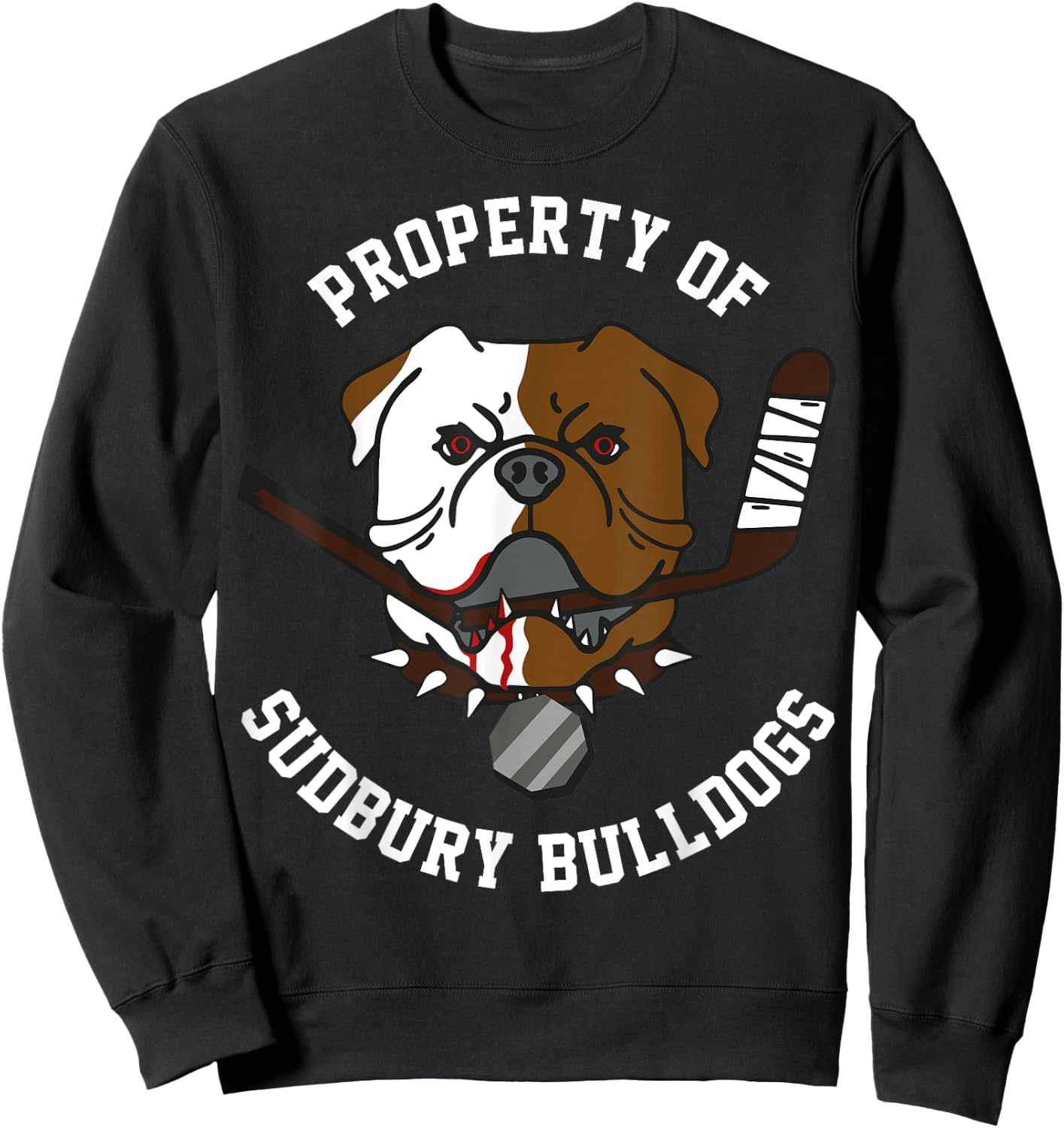 funny bulldog property of sudbury bulldogs pet dog Vintage Sweatshirt - Sweatshirt | Black