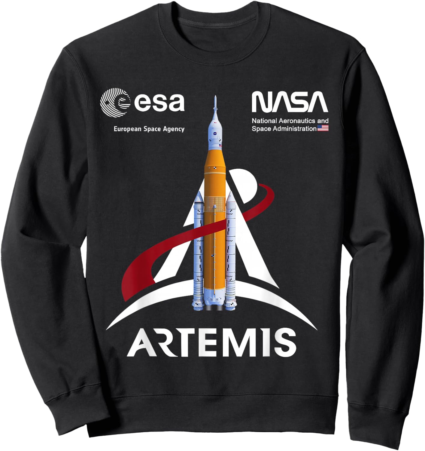 NASA Artemis SLS Mission ESA und Worm Logo Sweatshirt - Sweatshirt | Black
