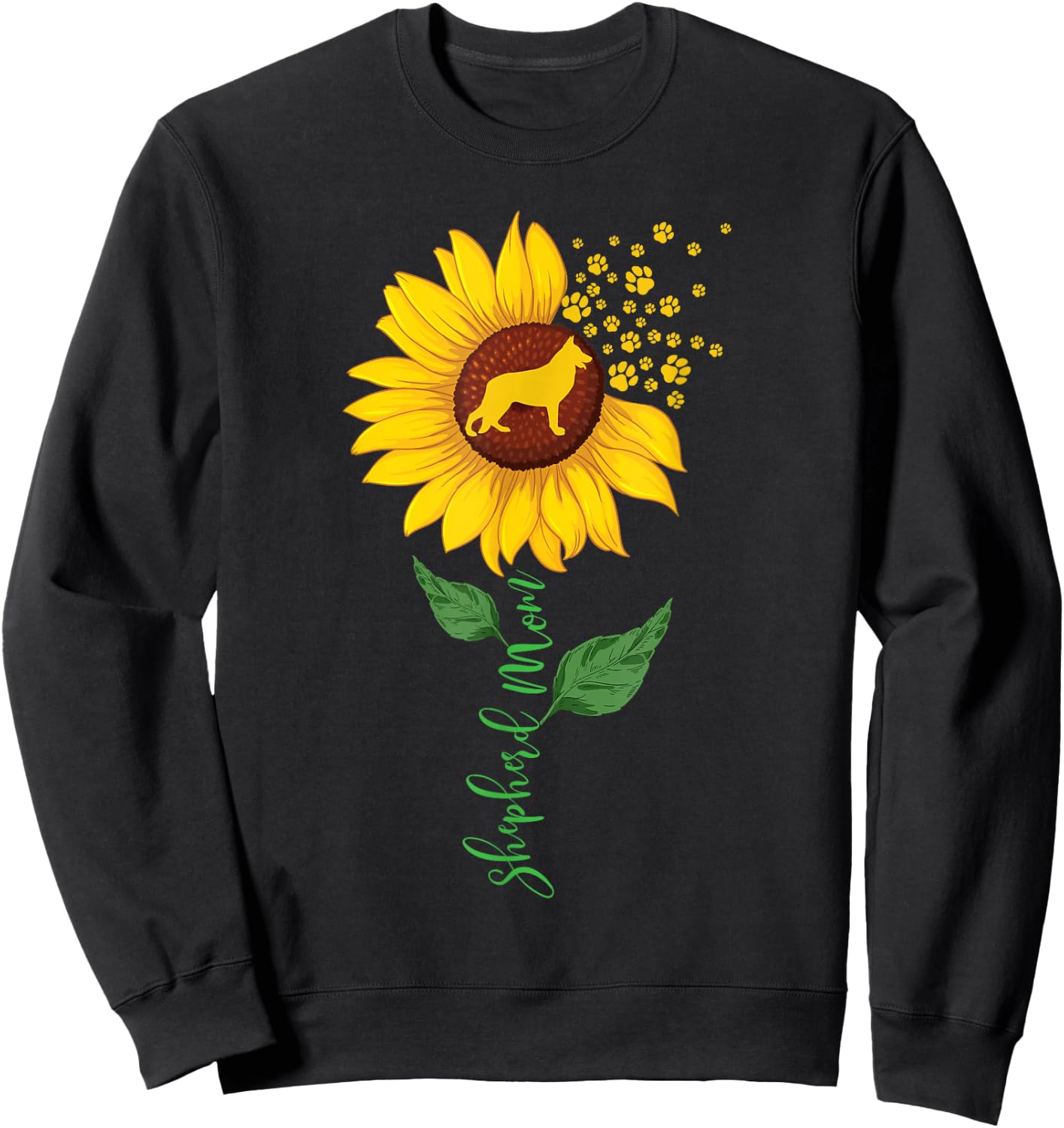 Shepherd Mom - Sunflower Dog Lover Canine Pet Breeder Sweatshirt - Sweatshirt | Black