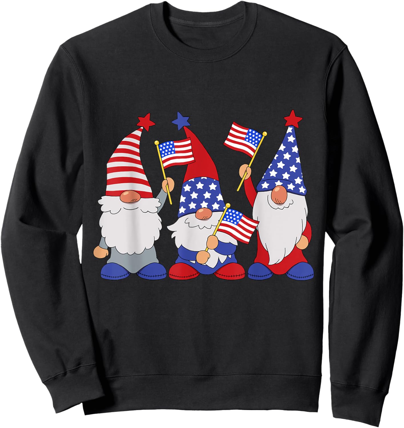 4th Of July 2024 Patriotic Gnomes Funny American USA Sweatshirt - Sweatshirt | Black