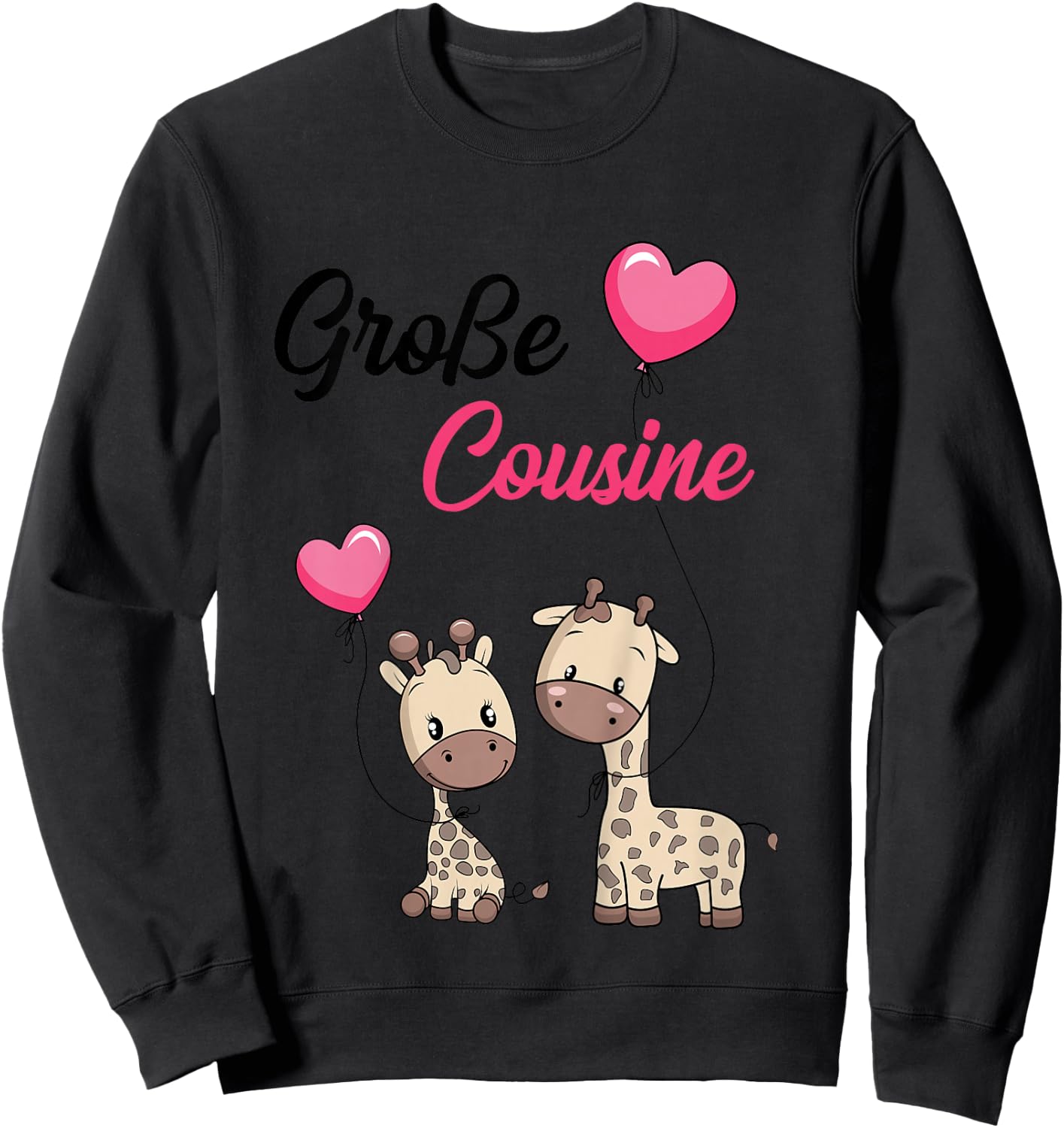 Children's Big Cousin 2025 Giraffe Girls' , White Sweatshirt - Sweatshirt | Black