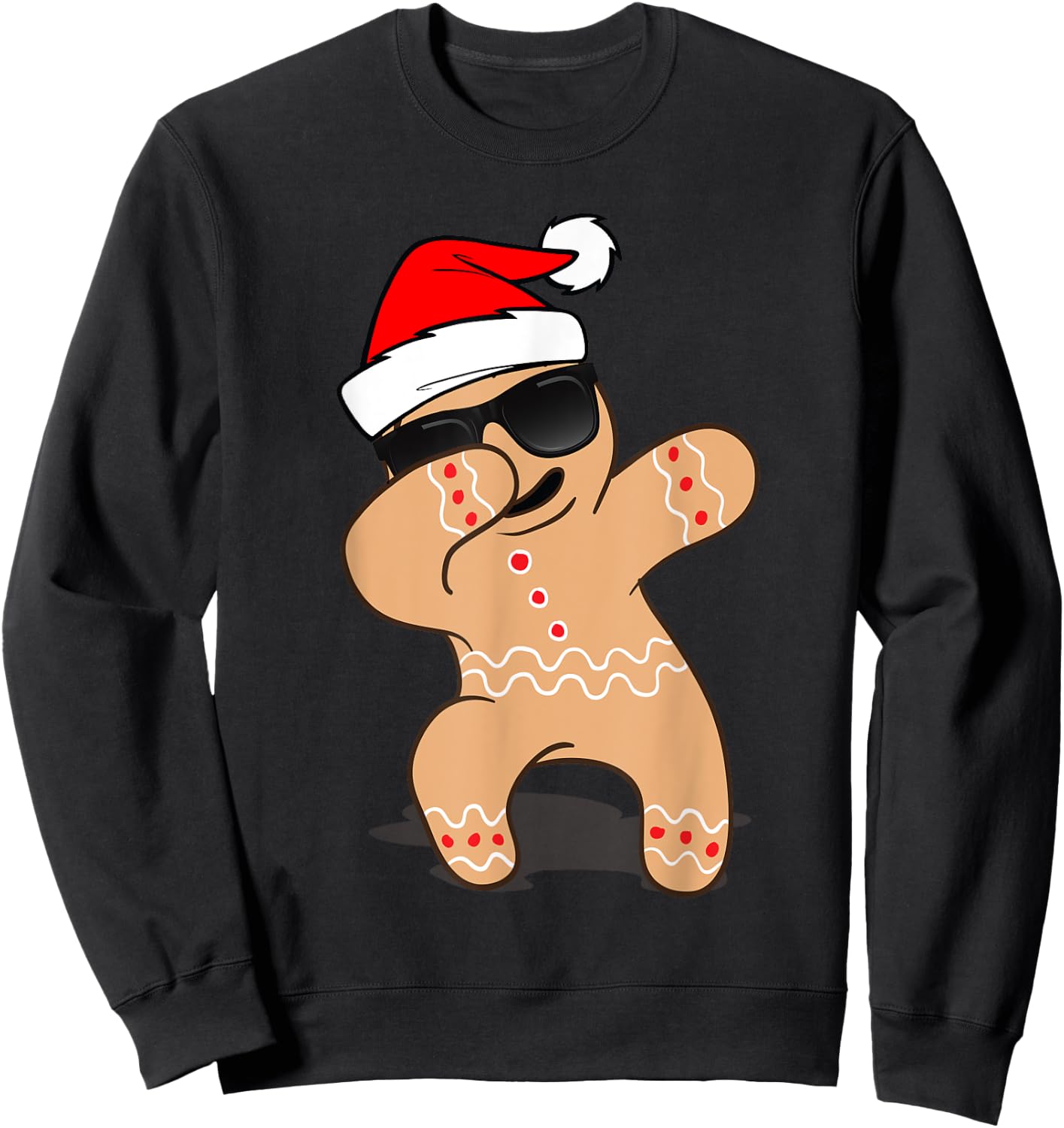 Dabbing Gingerbread Man Shirt - 2017 Funny Hip Hop Xmas Sweatshirt - Sweatshirt | Black