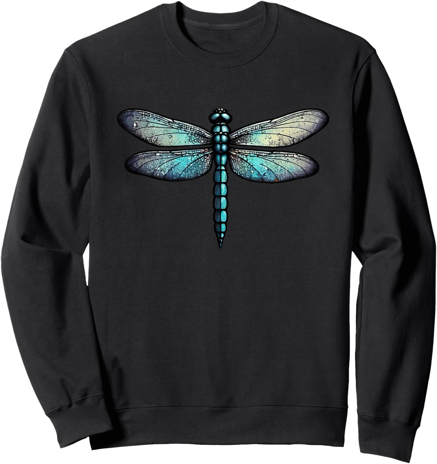 Dragonfly simple bug aqua and blue hues illustration Sweatshirt - Sweatshirt | Black