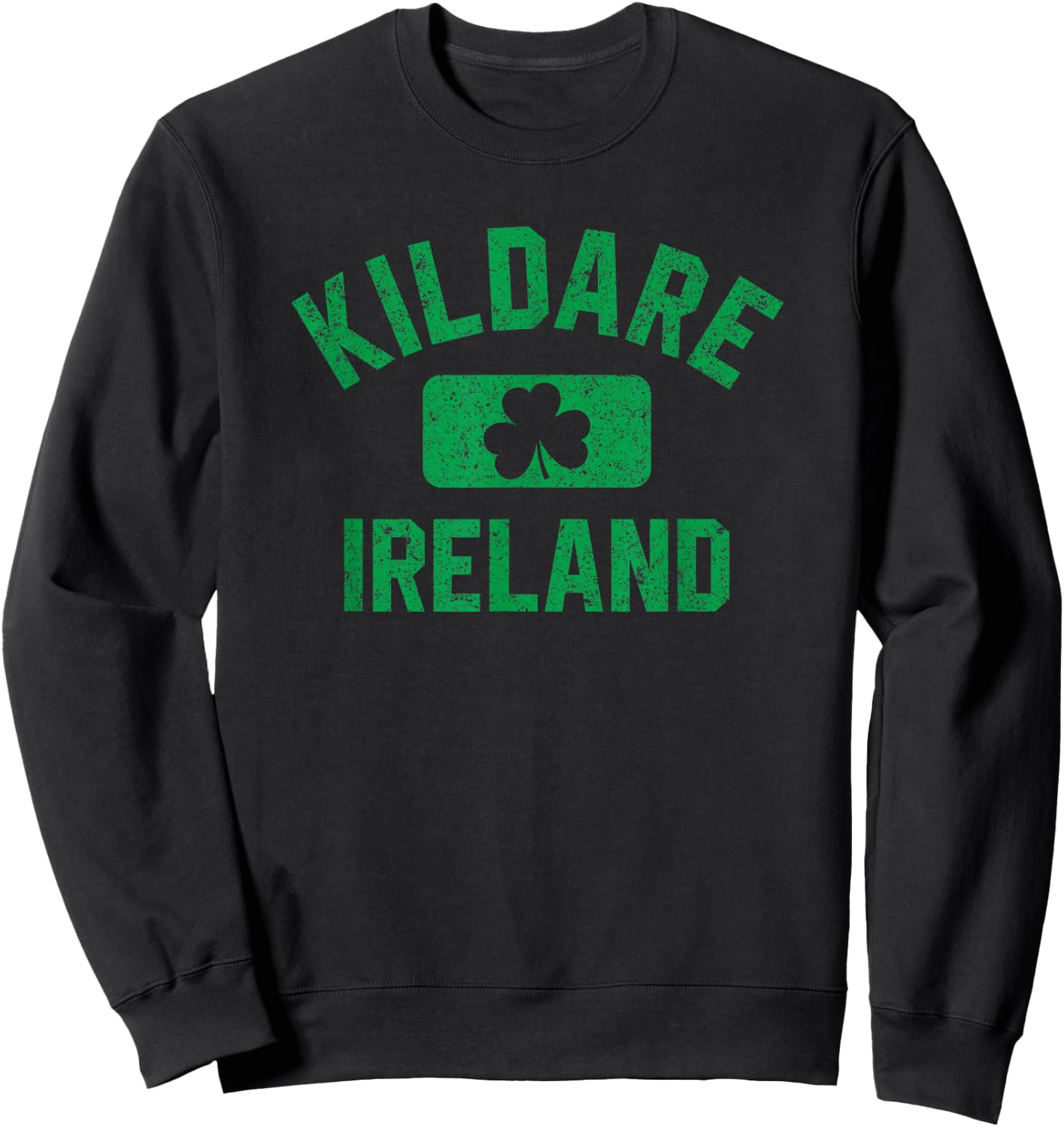Kildare Ireland Gym Style Distressed Green Print Sweatshirt - Sweatshirt | Black