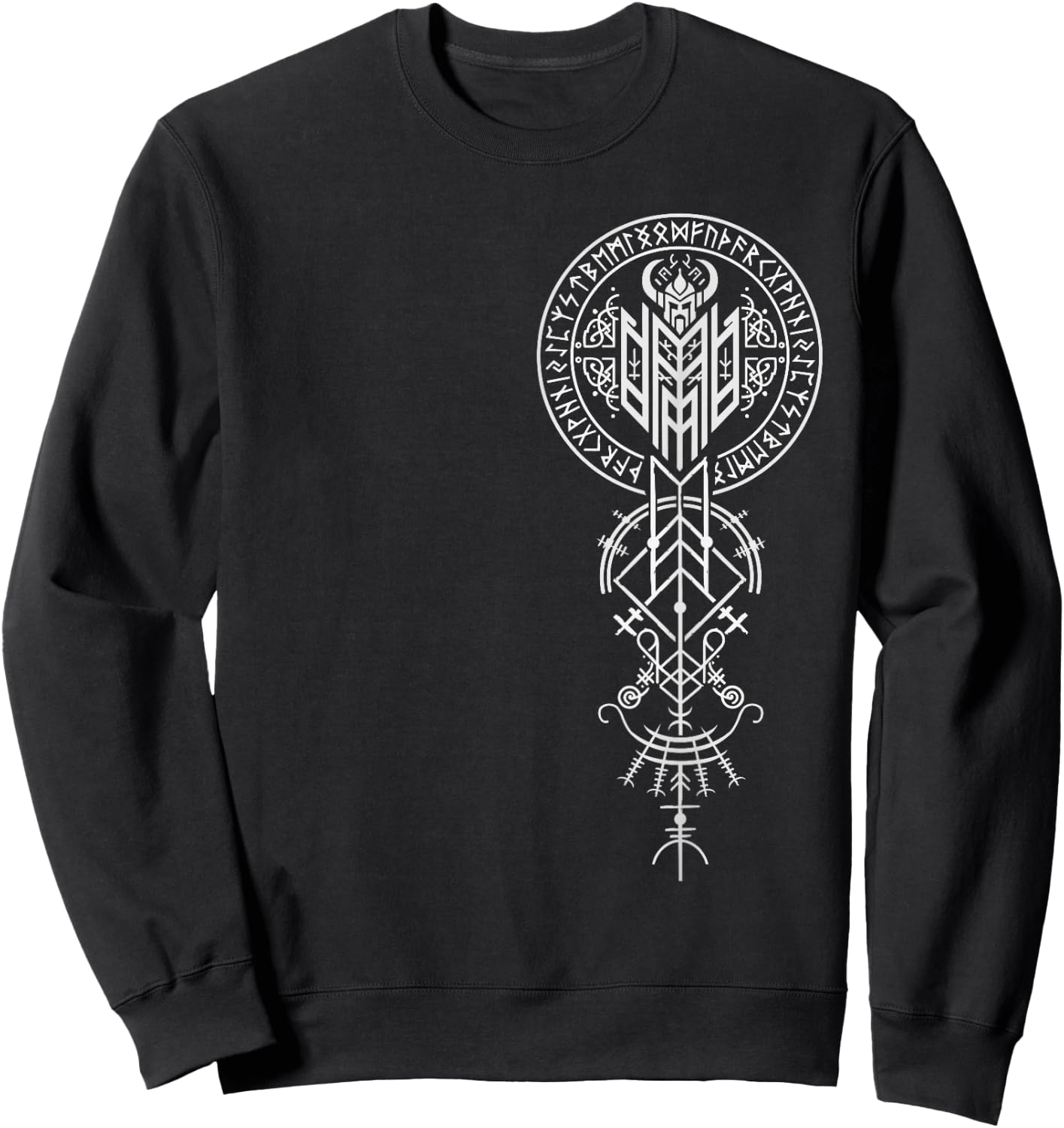 Walhalla Odin Helm Runen Nordischer Kompass Wikinger Sweatshirt - Sweatshirt | Black