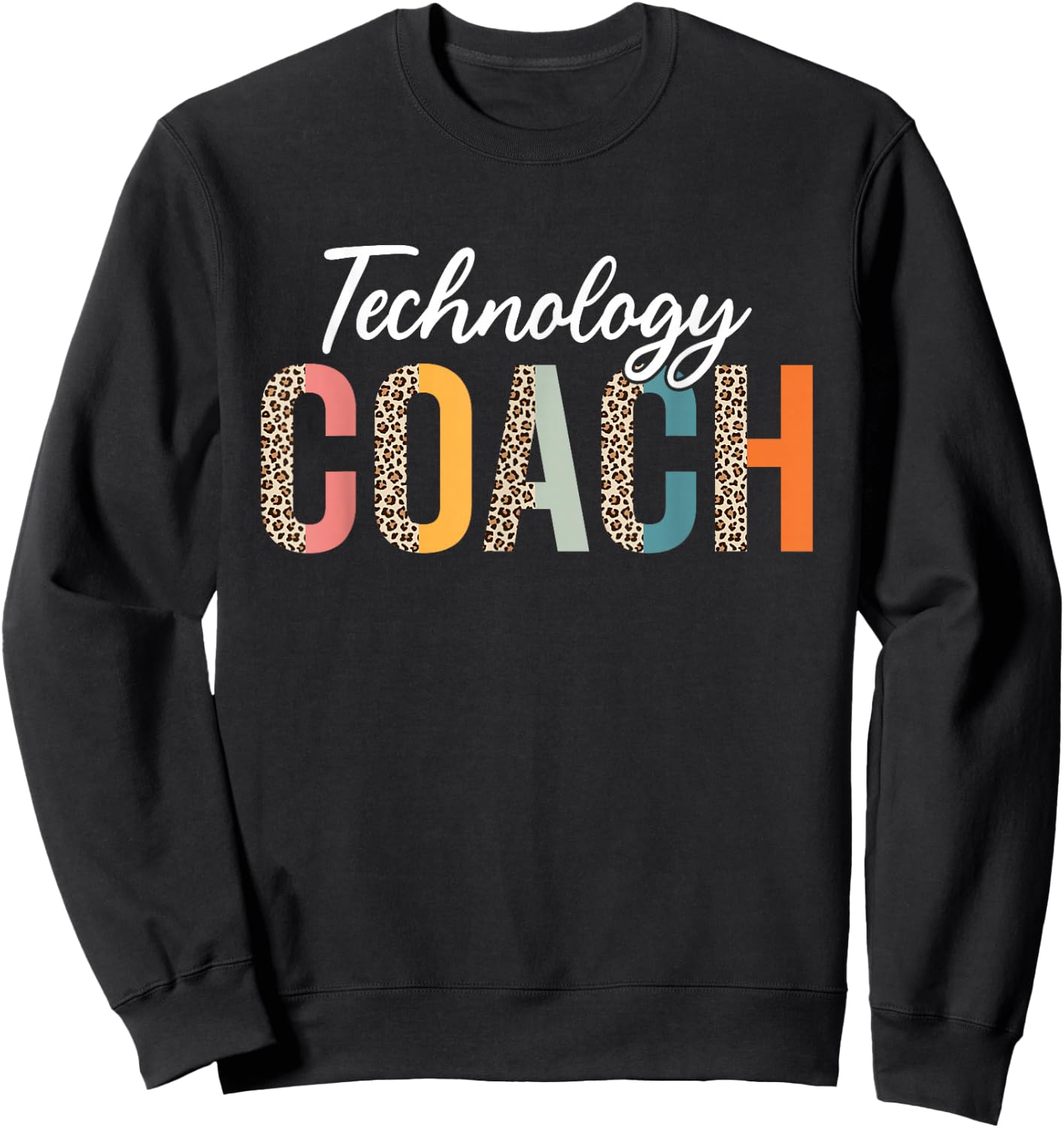 Teacher Technique Coach Leopard Design Sweatshirt - Sweatshirt | Black