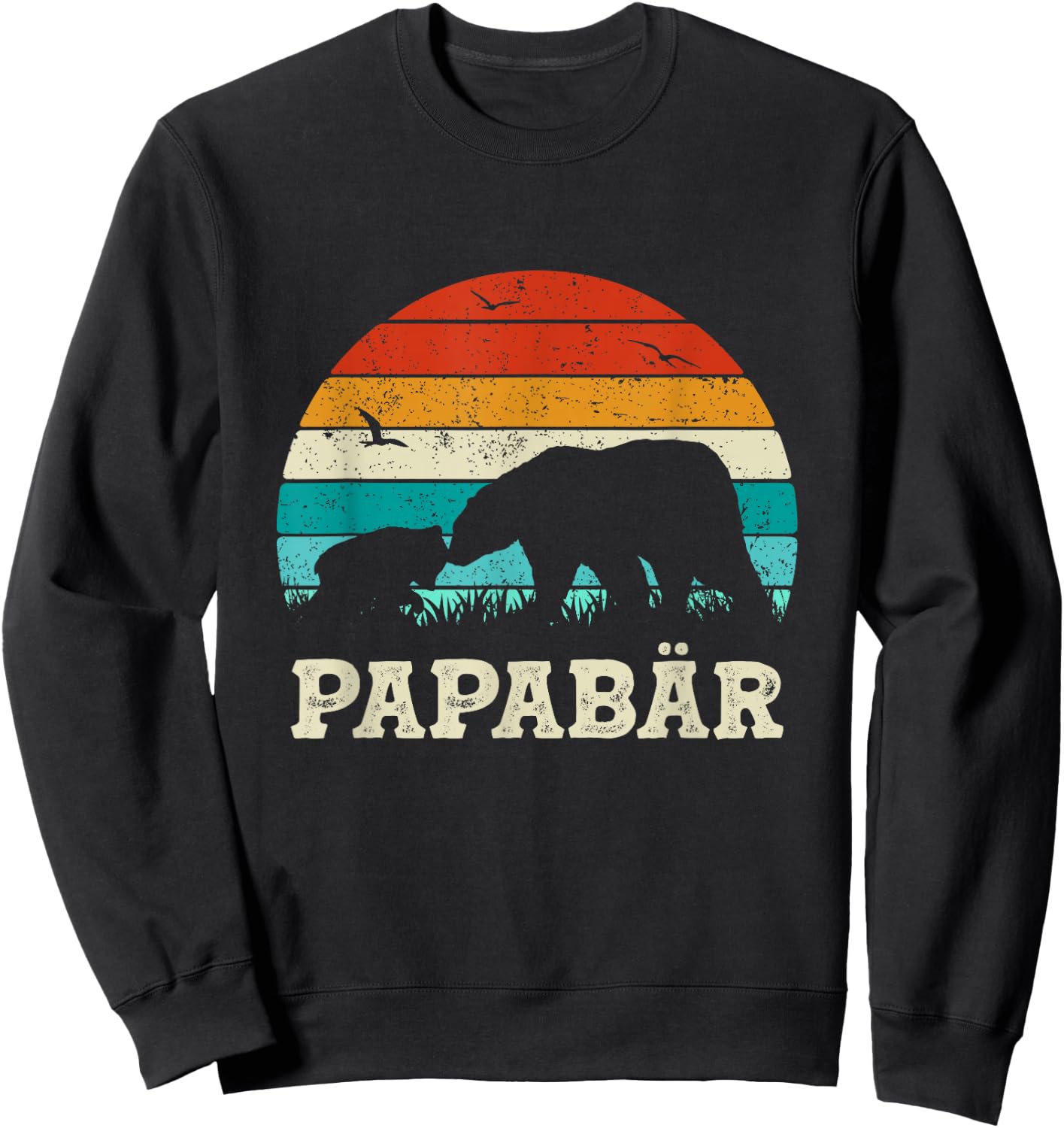 Retro Father Baby Son Daughter Bear Dad Father's Day , black Sweatshirt - Sweatshirt | Black