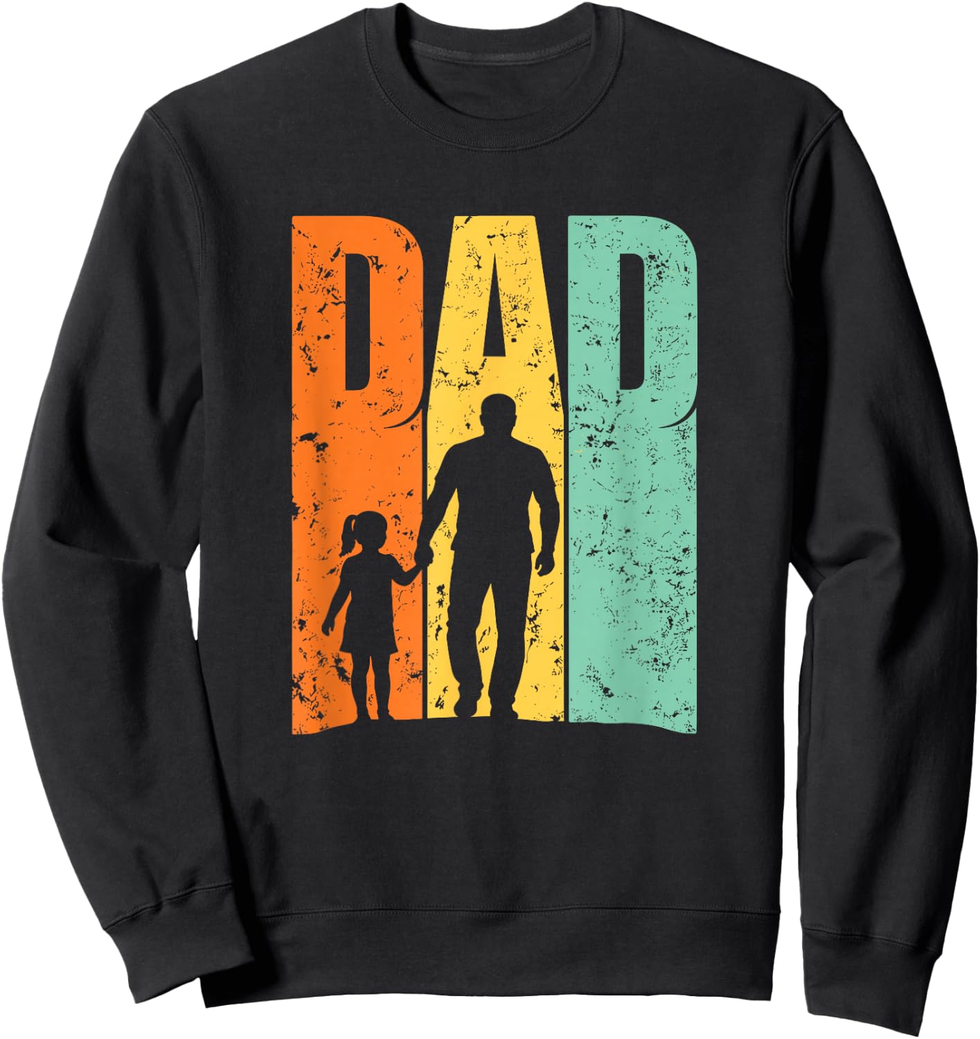 Vintage-Papa-Vater-Tochter-Silhouette Sweatshirt - Sweatshirt | Black
