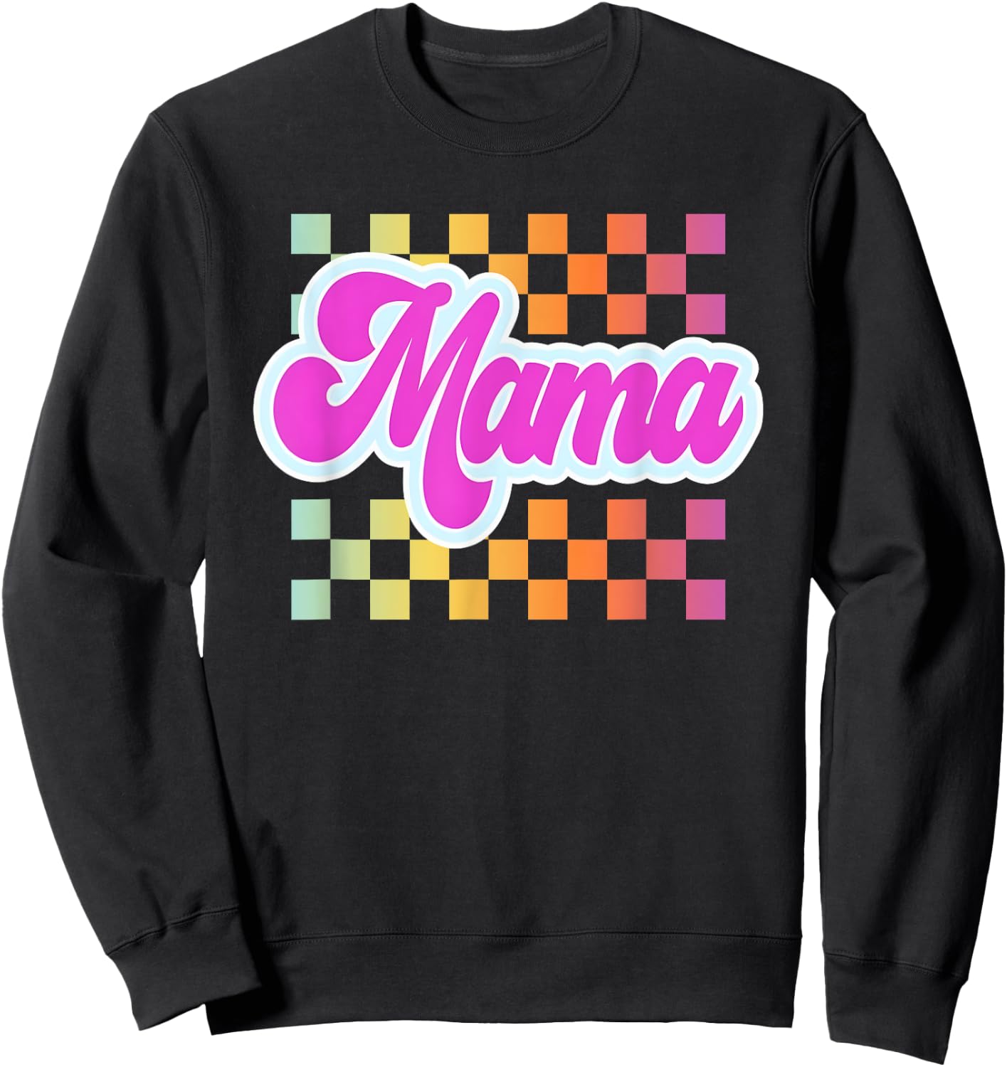 Rainbow Checkered Mama Sweatshirt - Sweatshirt | Black