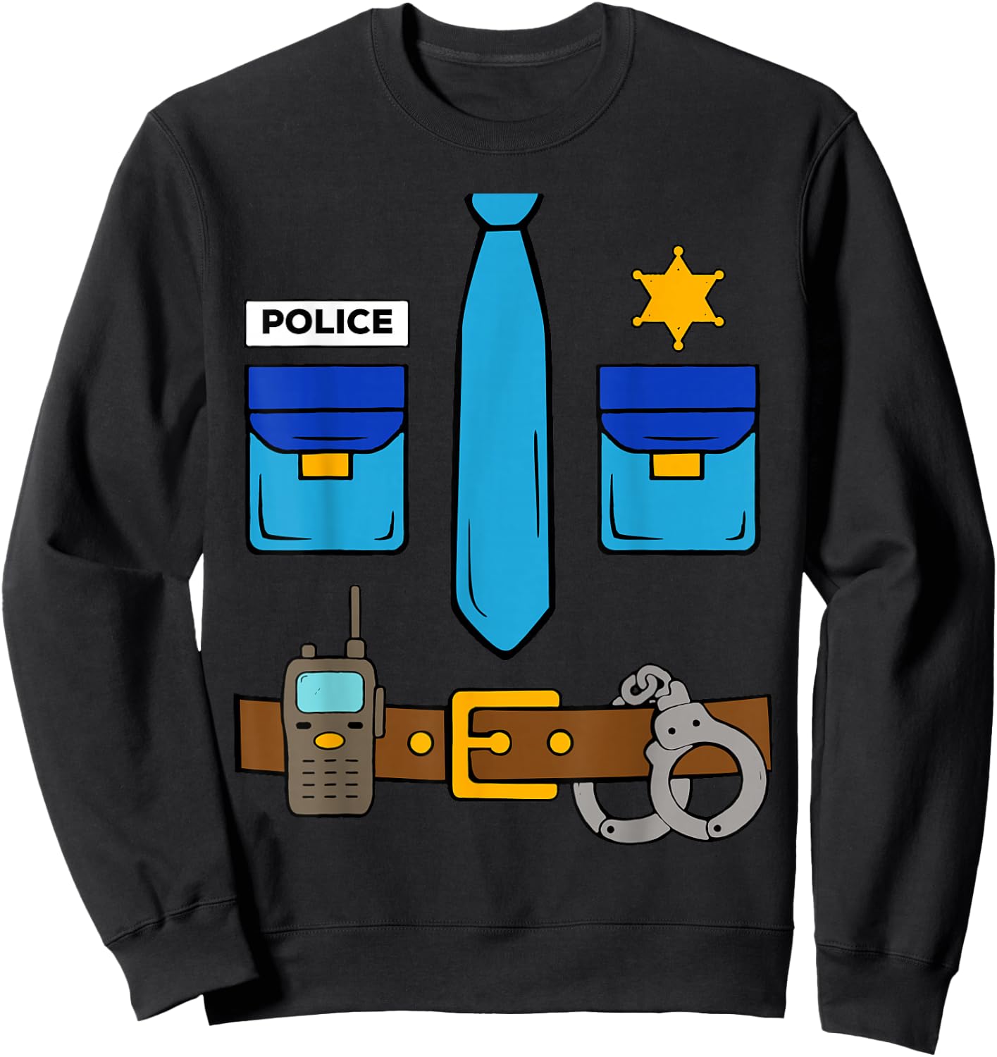 Police Costume Cool Easy Halloween Boys Children Kid Sweatshirt - Sweatshirt | Black