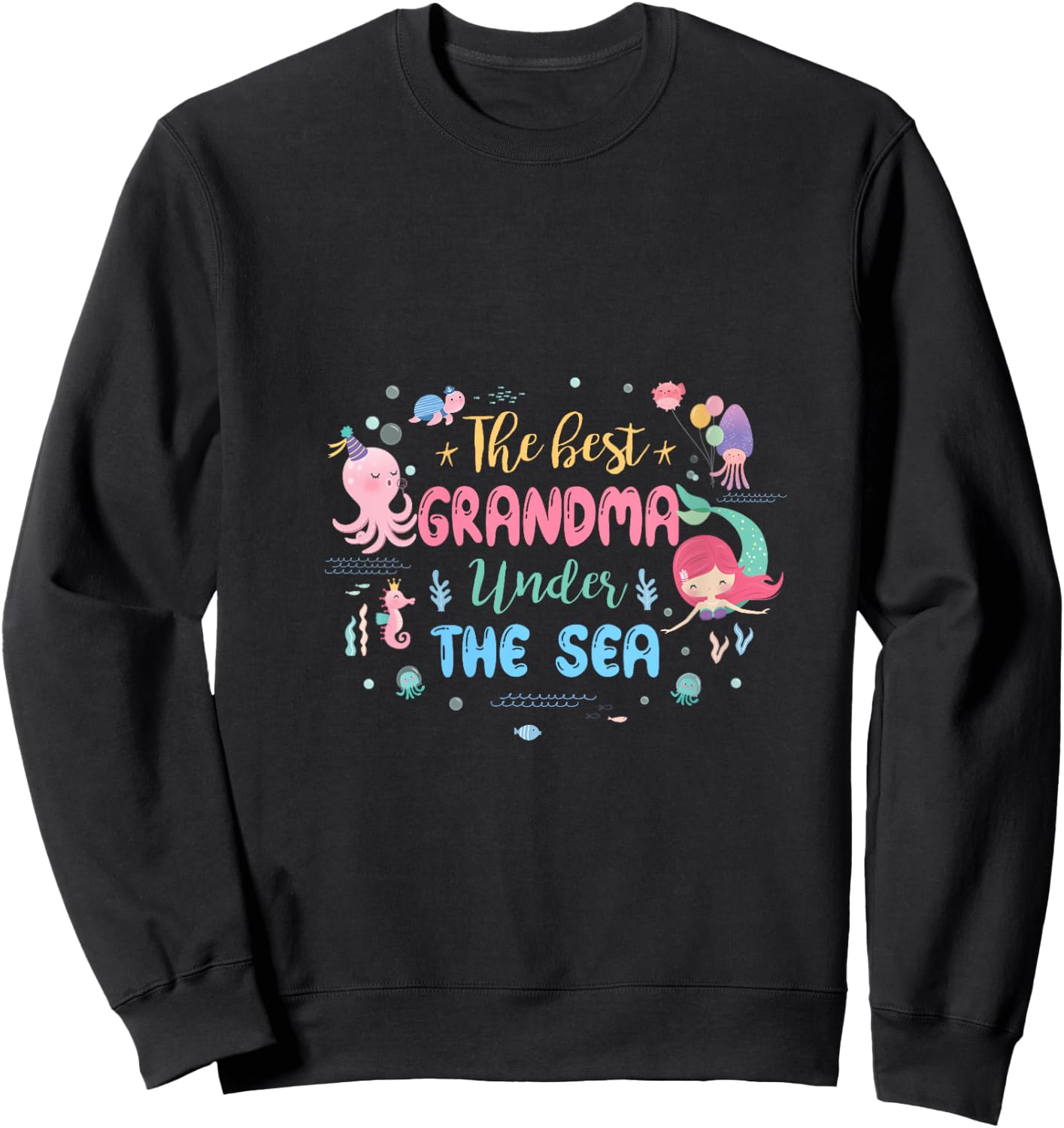 Birthday Girl Shirt The Best Grandma Under The Sea V-Neck Sweatshirt - Sweatshirt | Black