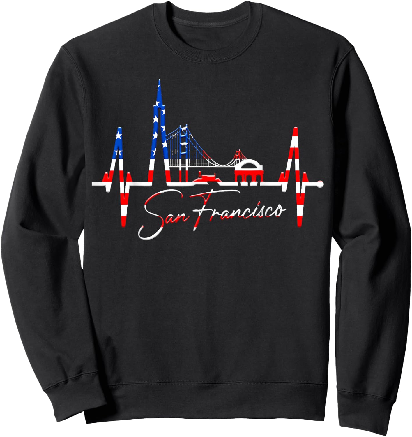 San Francisco Skyline Herzschlag Kalifornien San Francisco Sweatshirt - Sweatshirt | Black
