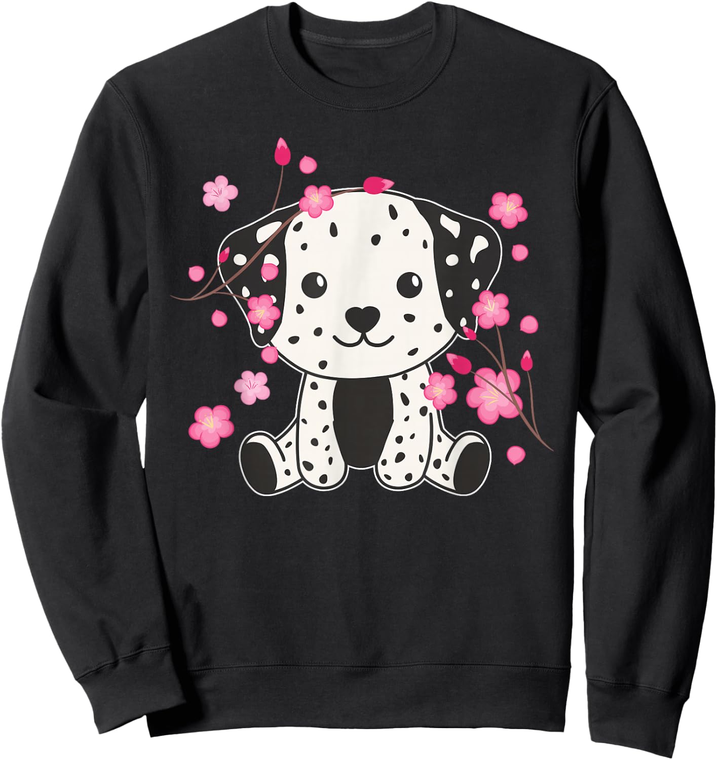 Dalmatian Cute Animals for Children Kawaii Cherry Blossoms Sweatshirt - Sweatshirt | Black