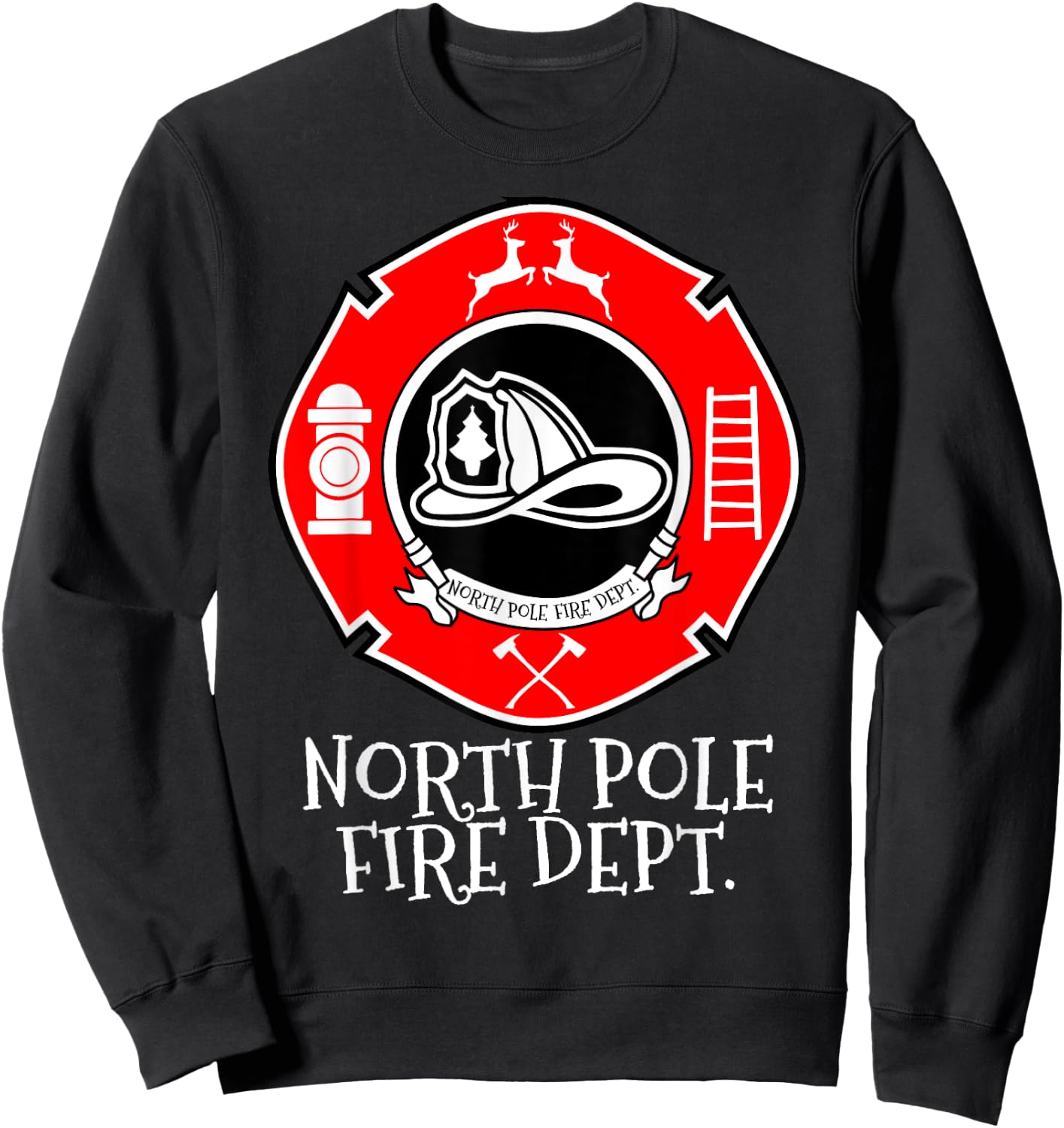 N.P.F.D North Pole Fire Department Christmas Family Sweatshirt - Sweatshirt | Black