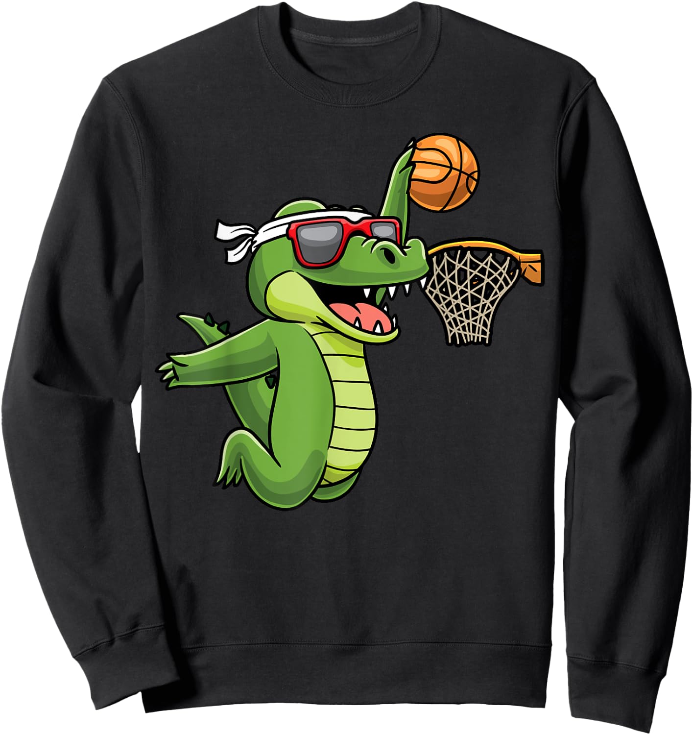 Crocodile Playing Basketball Alligator Basketball Player Sweatshirt - Sweatshirt | Black