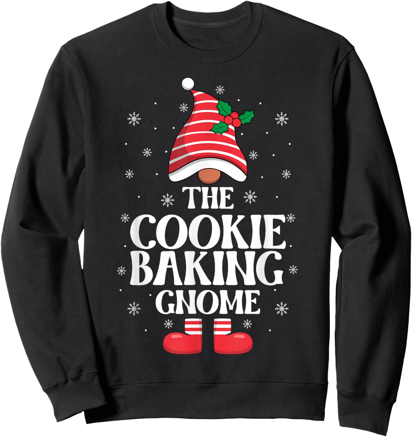 Cookie Baking Gnome Christmas Family Matching Group Xmas Sweatshirt - Sweatshirt | Black