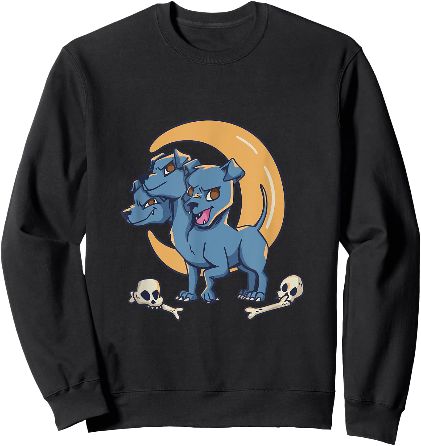 Cerberus - Cute Three-Headed Dog Comic Style Mythology Sweatshirt - Sweatshirt | Black