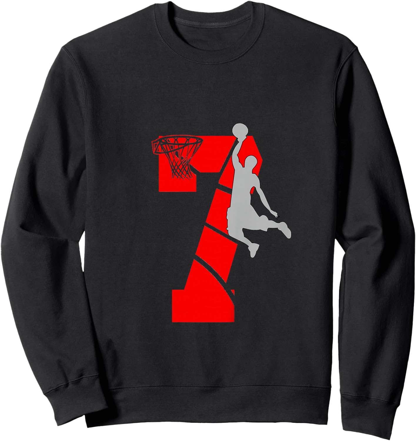 7 Year Old 7th Basketball Birthday PartyTheme Boys Girls Sweatshirt - Sweatshirt | Black