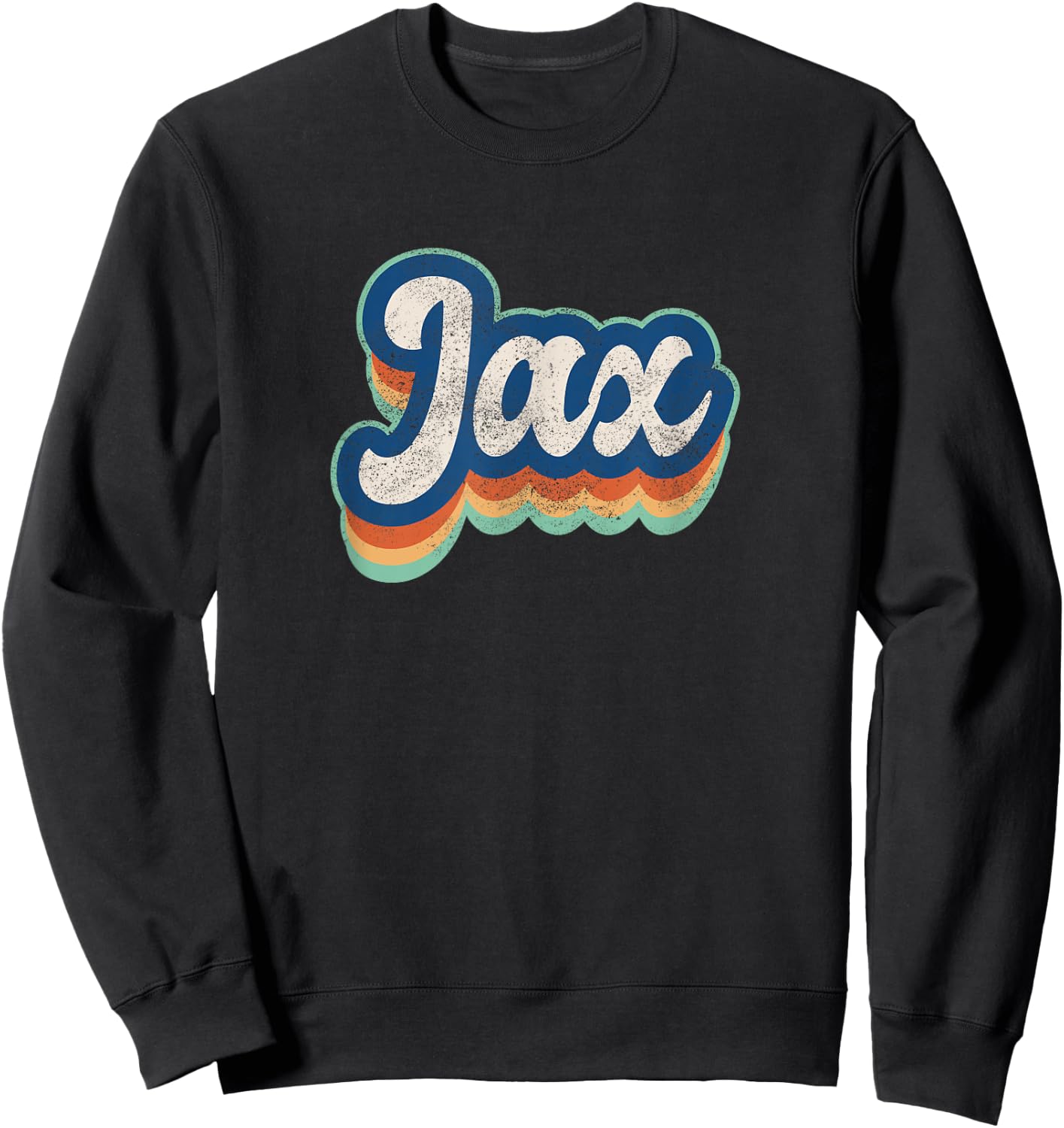 Jax First Name Boy Vintage Style 70s 80s Personalized Sweatshirt - Sweatshirt | Black