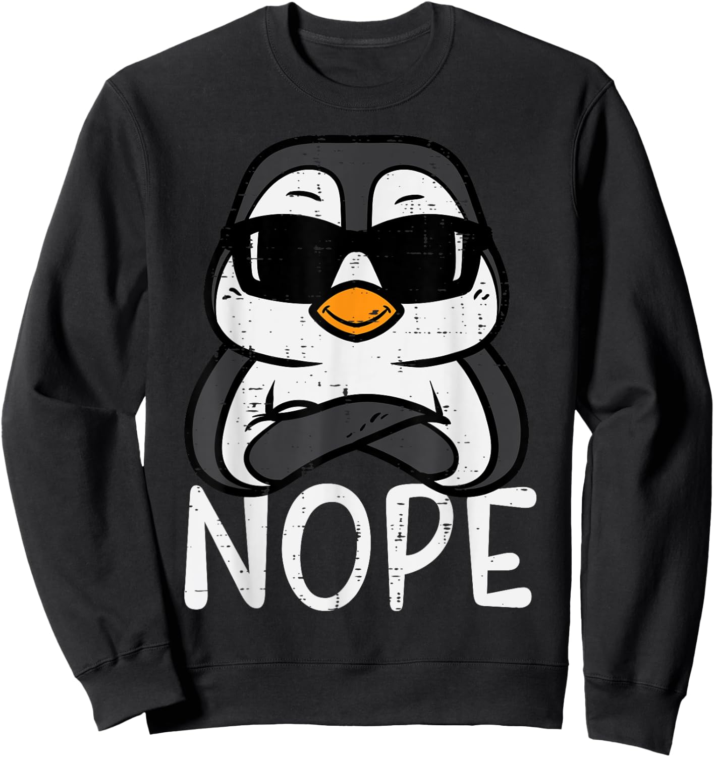 Penguin Nope Sunglasses Cool Boys Kids Toddler Men Women Sweatshirt - Sweatshirt | Black