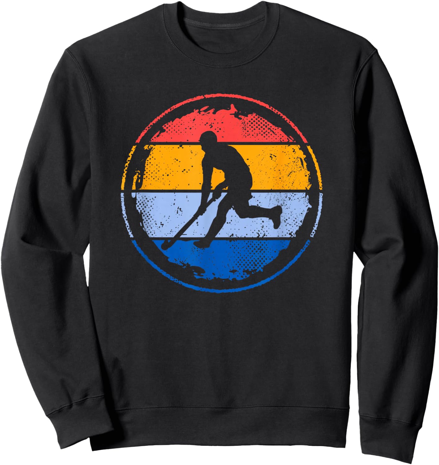 Retro Field Hockey Player Teenager Boys Hockey , black Sweatshirt - Sweatshirt | Black