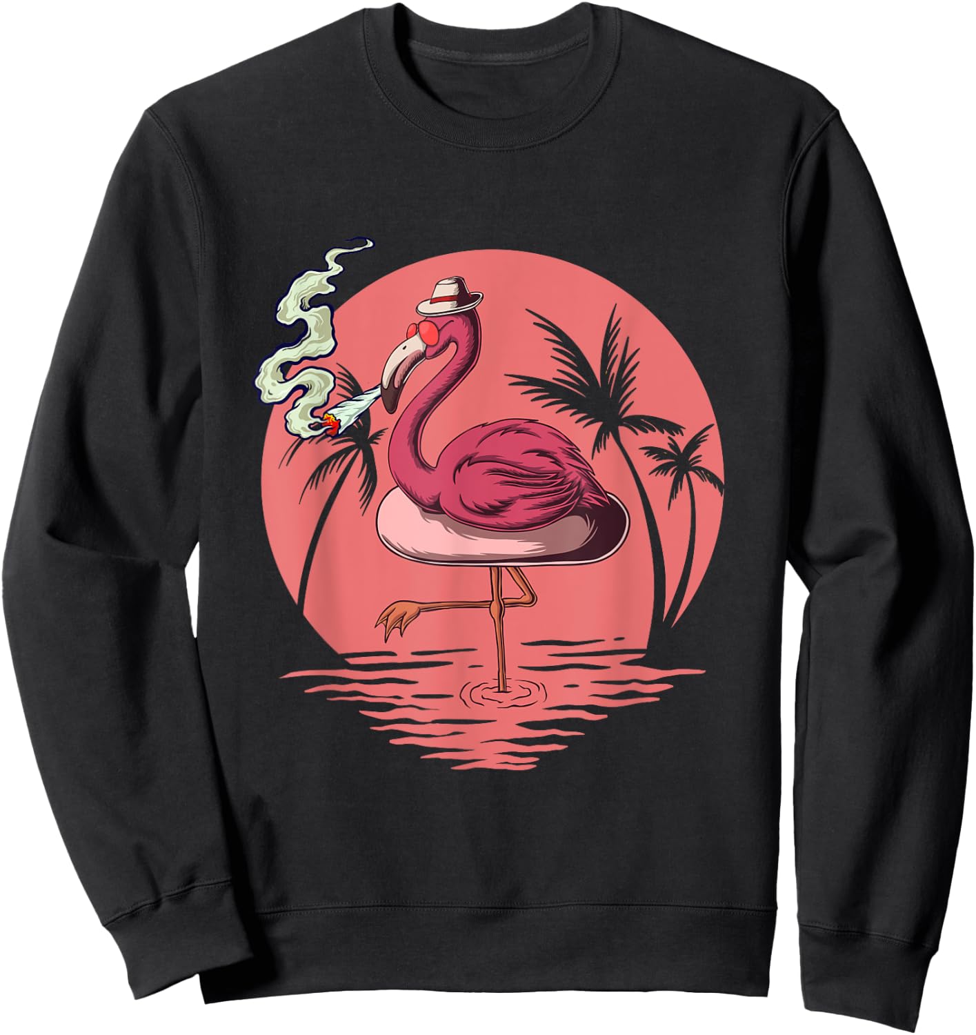 Flamingo 420 Stoner Spirit Summer Weed For Cannabis Lover Sweatshirt - Sweatshirt | Black