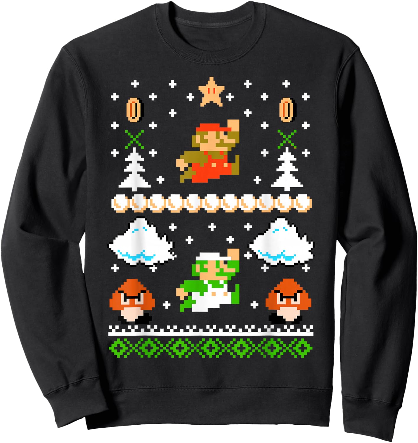 Super Mario Mario Goomba Ugly Christmas Sweater Sweatshirt - Sweatshirt | Black