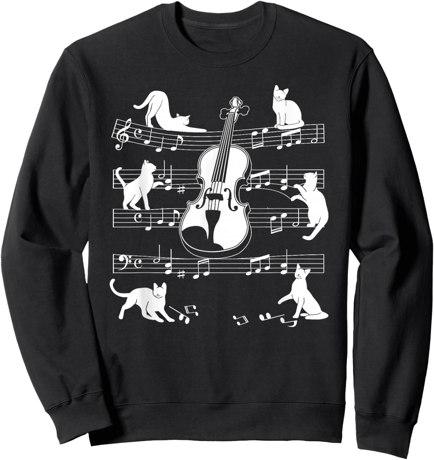 Violinist Cats for Cat Loving Violin Player Sweatshirt - Sweatshirt | Black