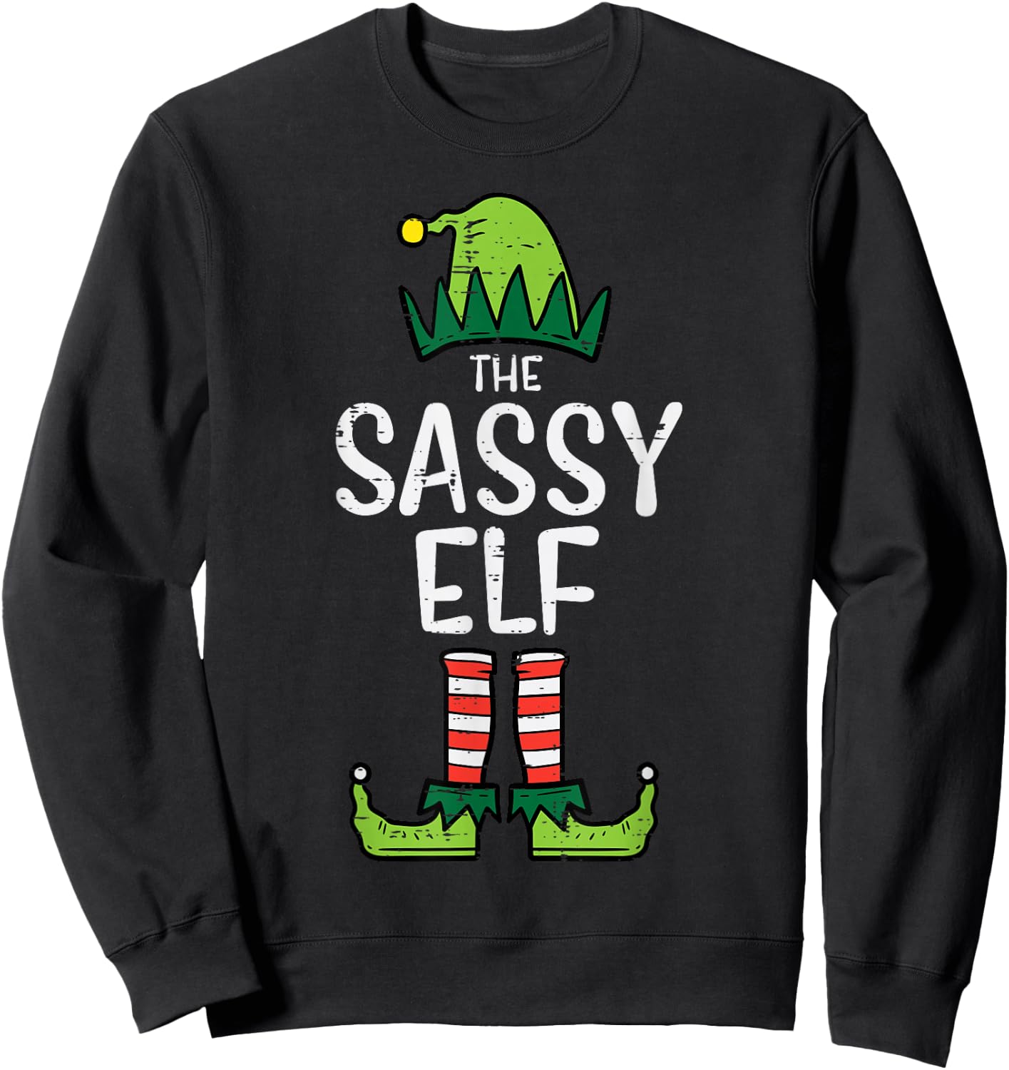 Sassy Elf Xmas Matching Christmas For Family Sweatshirt - Sweatshirt | Black
