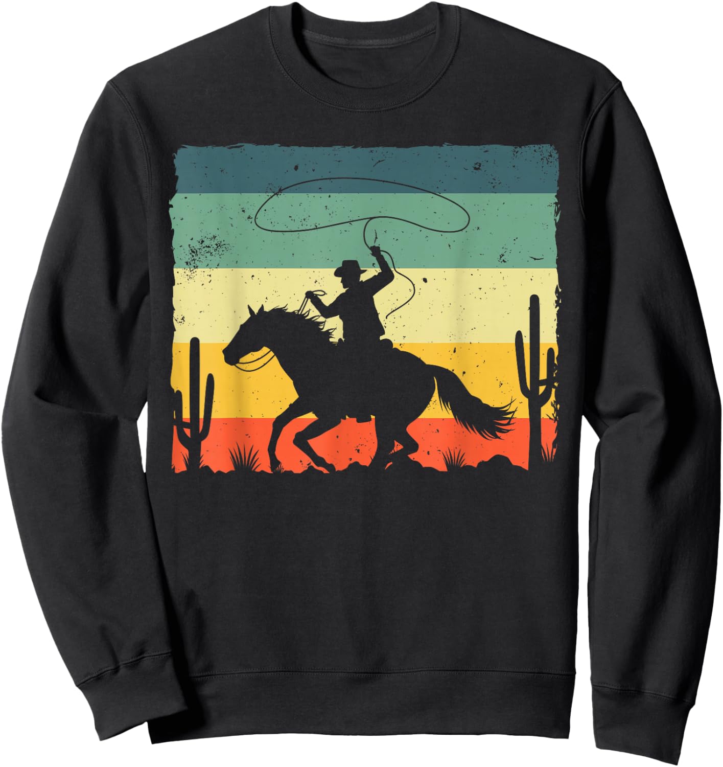 Retro Western Cowboy Design Boys Rider Cowboy , black Sweatshirt - Sweatshirt | Black