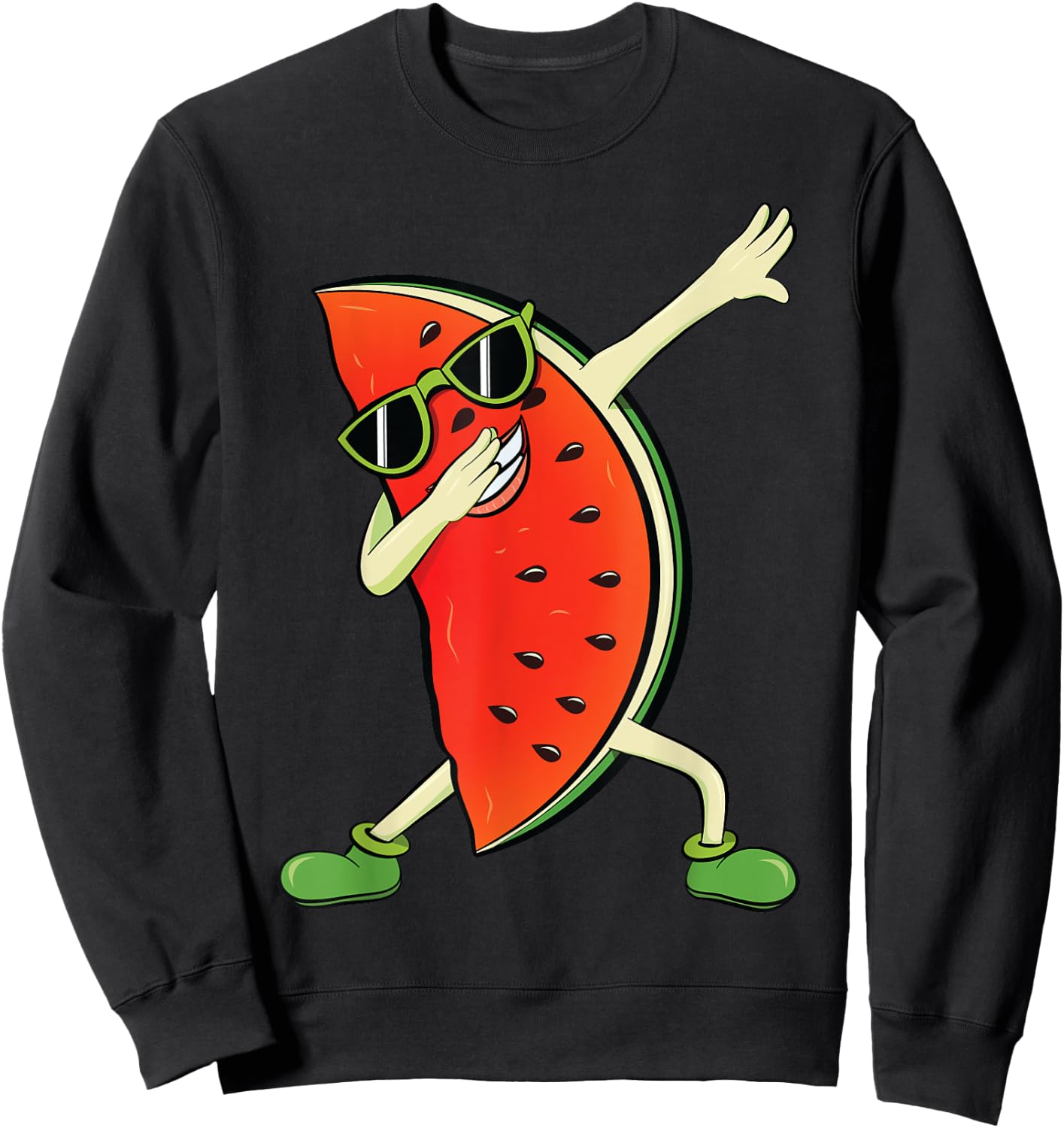 Dabbing Watermelon | Kawaii Melon Summer Fruit lover Gift Women Kids Sweatshirt - Sweatshirt | Black
